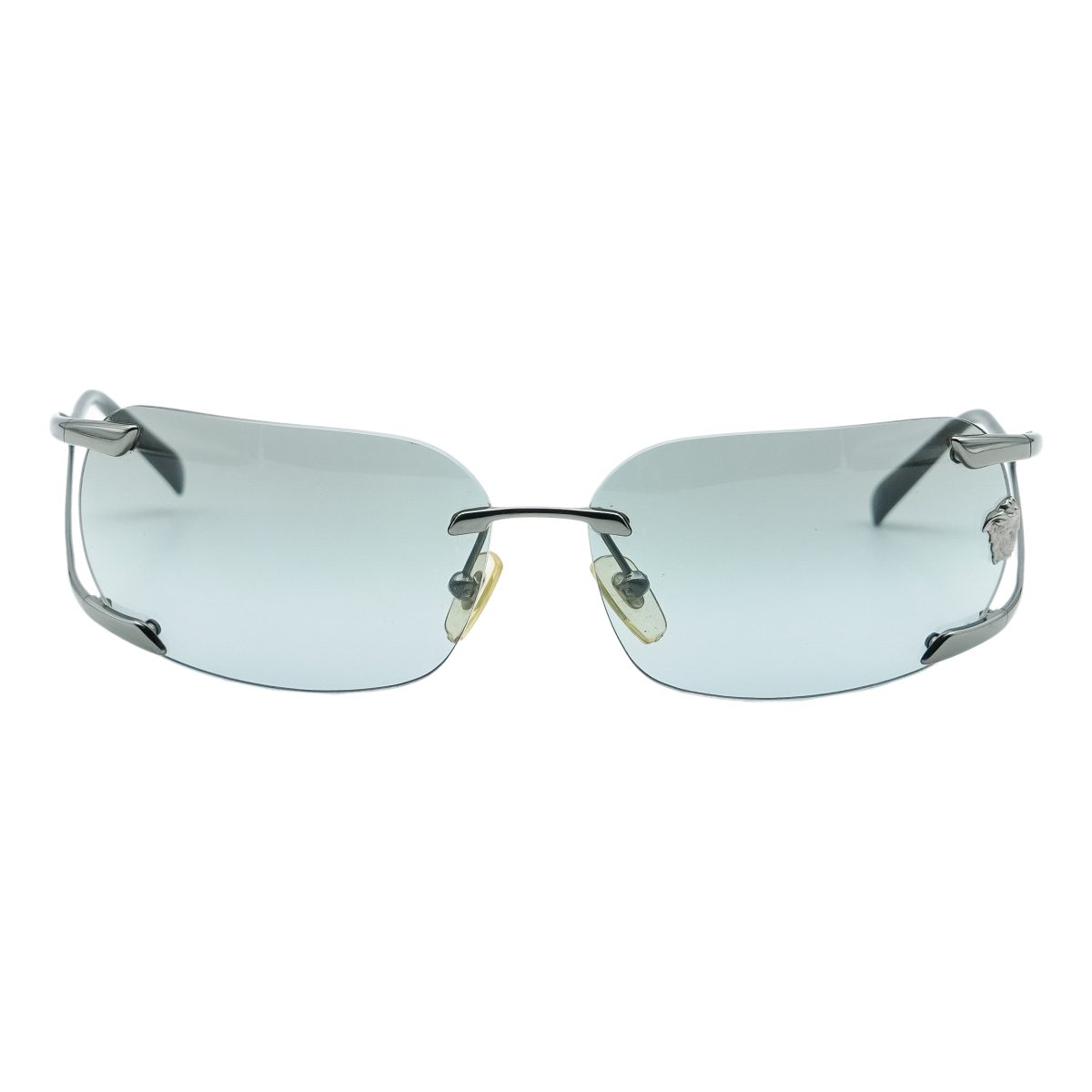 Vintage Versace Medusa Logo Silver Frame Rimless Sunglasses — photo 2