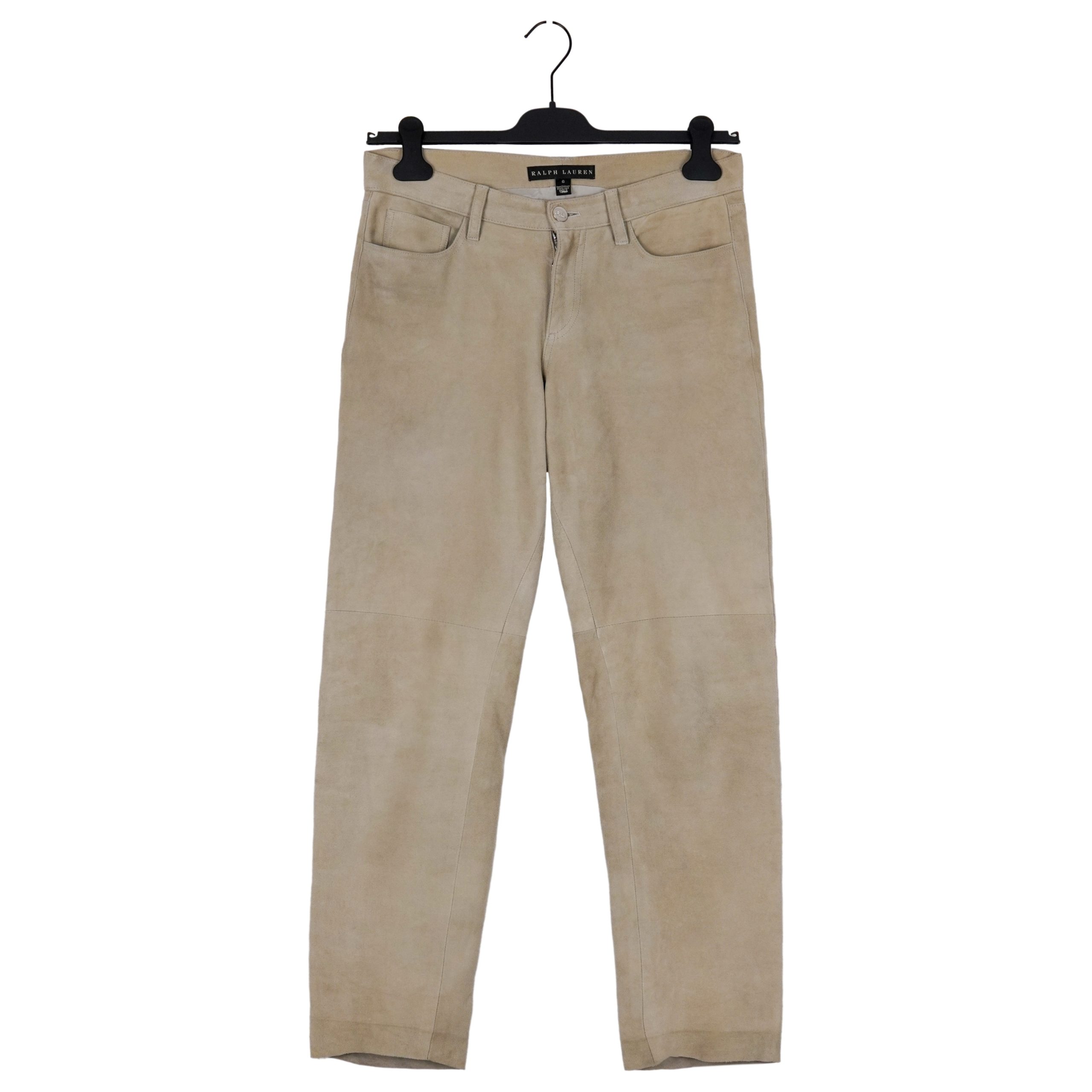 Polo Ralph Lauren Women's Beige Suede Leather Trousers Pants