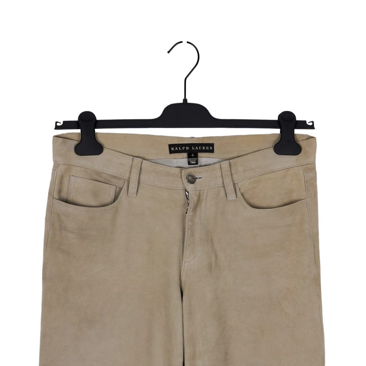 Polo Ralph Lauren Women's Beige Suede Leather Trousers Pants — photo 2