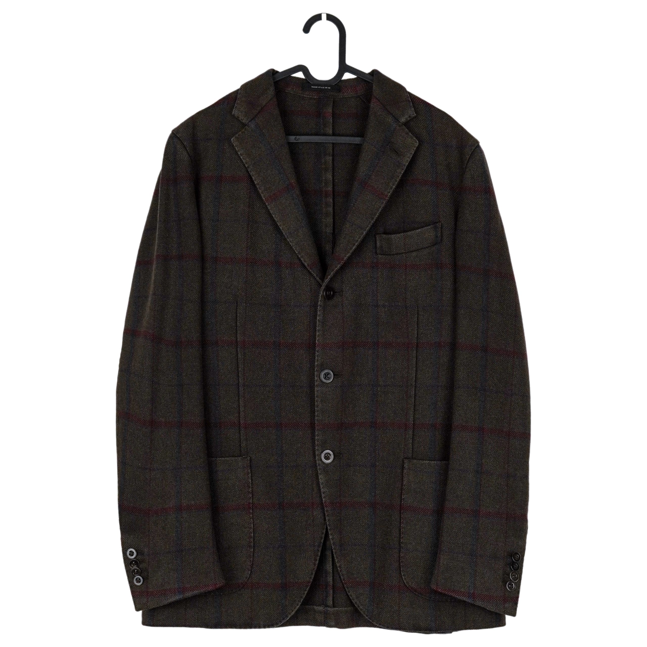 Boglioli Brown Plaid Wool Blend Tailored Blazer K Jacket