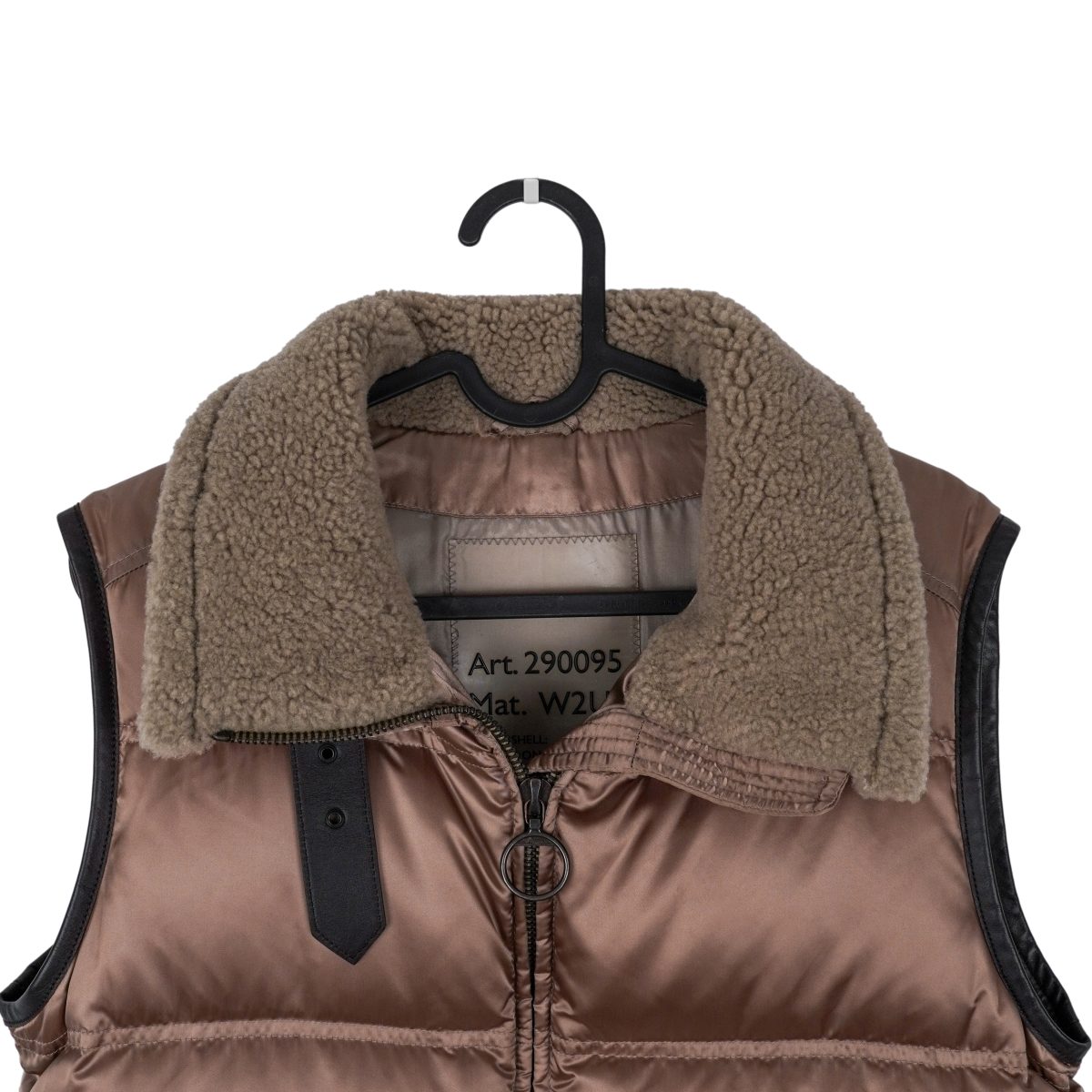 Prada Milano Brown Nylon Shearling Collar Down Vest Jacket — photo 4
