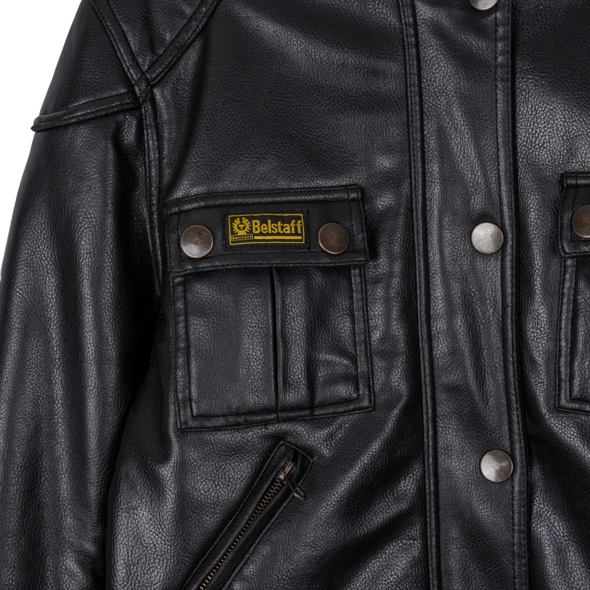 Belstaff England Black Vegan Leather Sherpa Logo Moto Jacket — photo 7