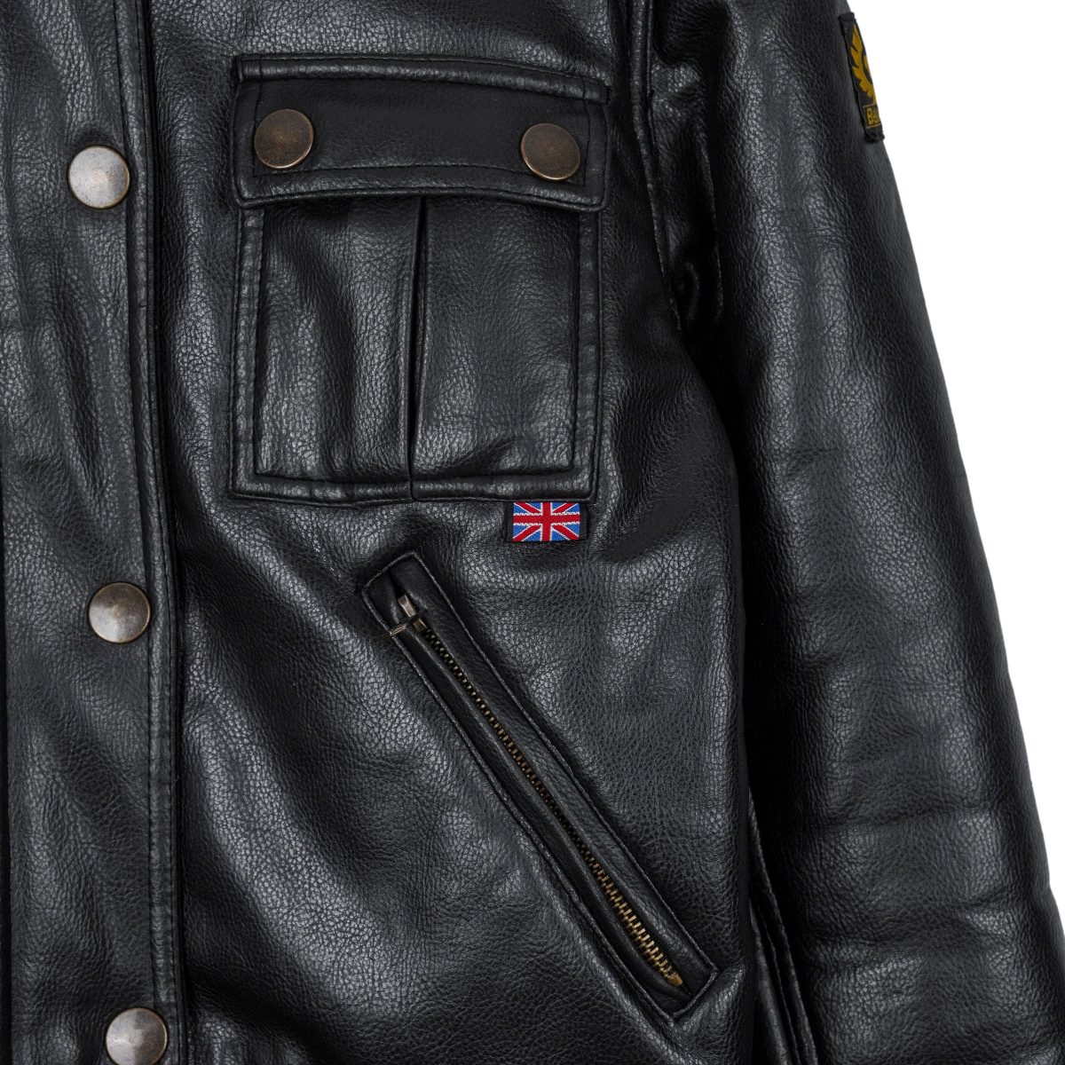 Belstaff England Black Vegan Leather Sherpa Logo Moto Jacket — photo 8