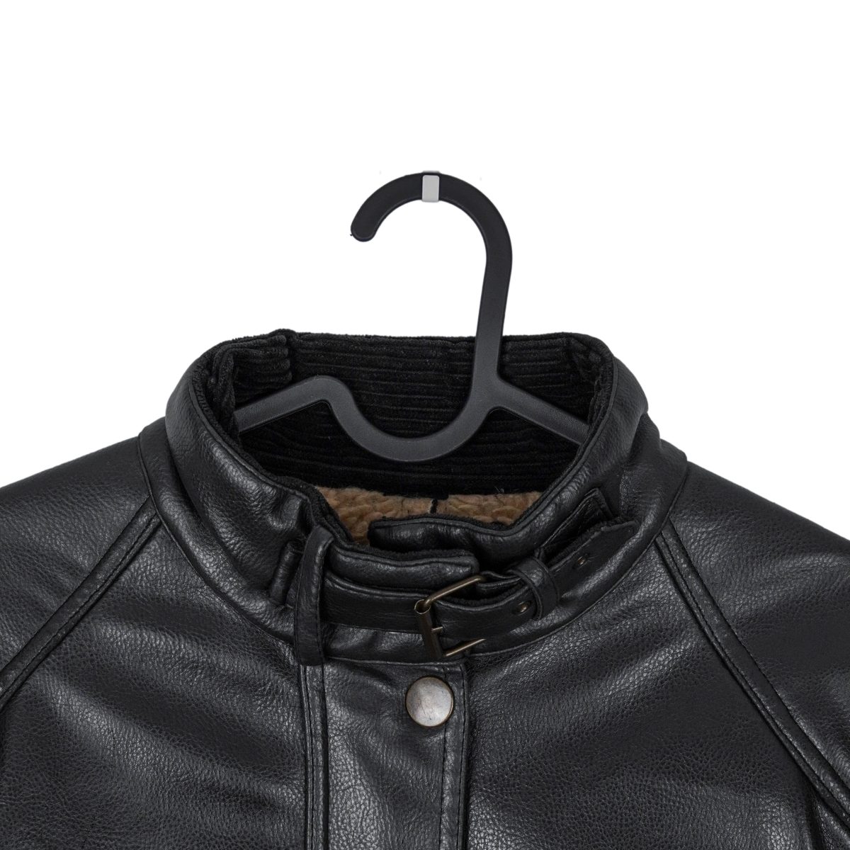Belstaff England Black Vegan Leather Sherpa Logo Moto Jacket — photo 4