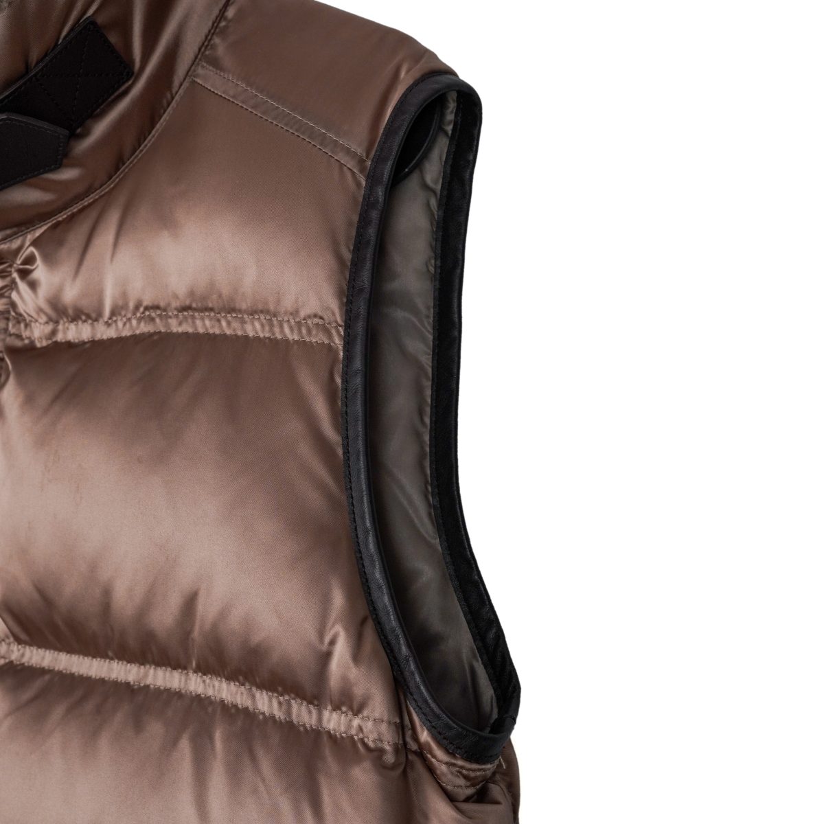 Prada Milano Brown Nylon Shearling Collar Down Vest Jacket — photo 6