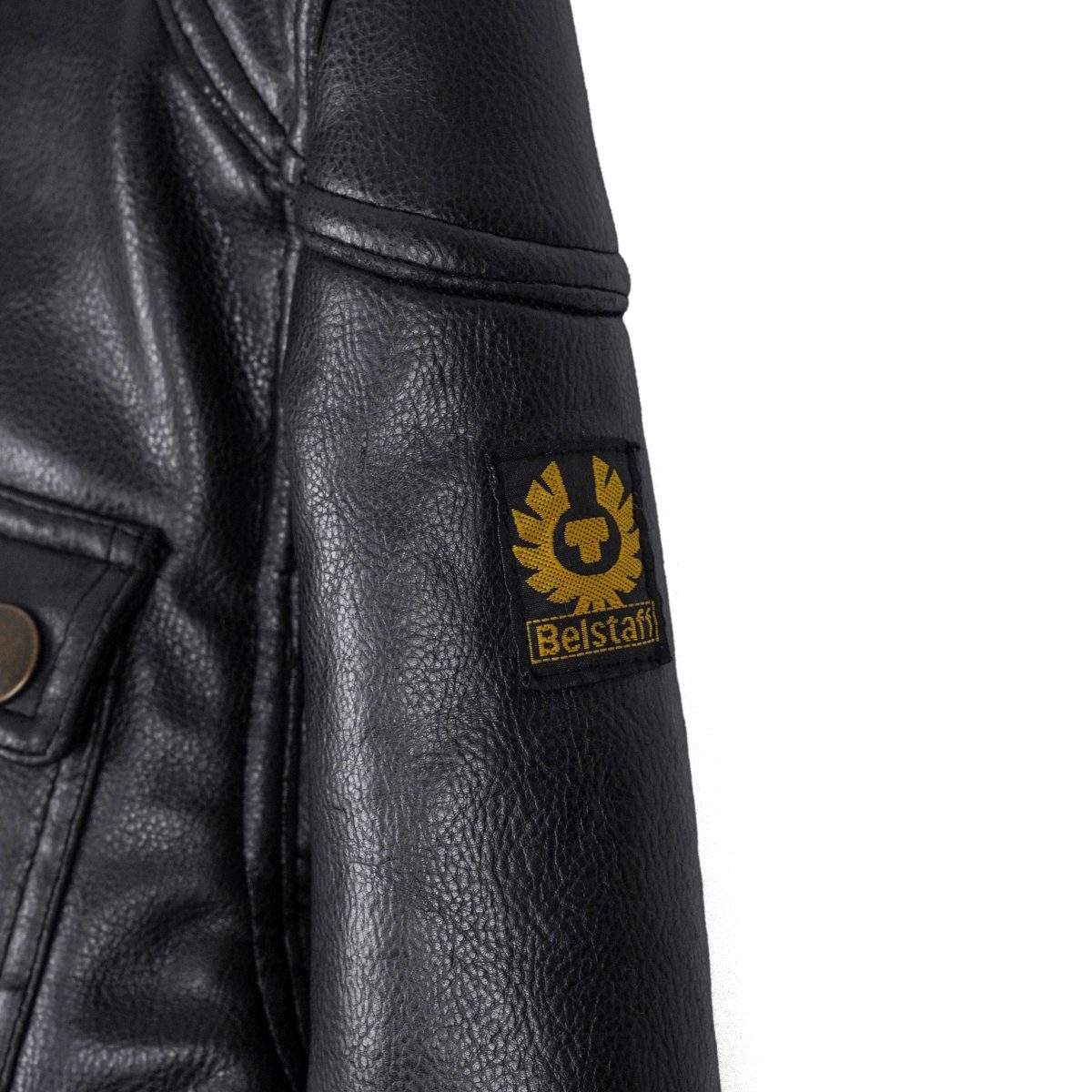 Belstaff England Black Vegan Leather Sherpa Logo Moto Jacket — photo 9