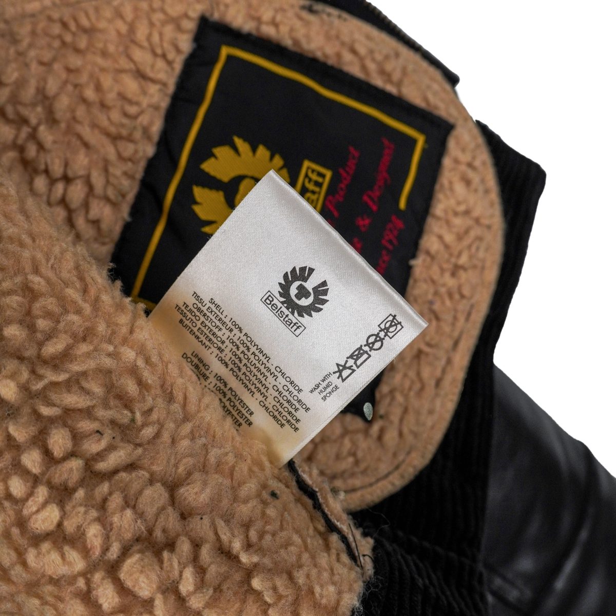 Belstaff England Black Vegan Leather Sherpa Logo Moto Jacket — photo 12