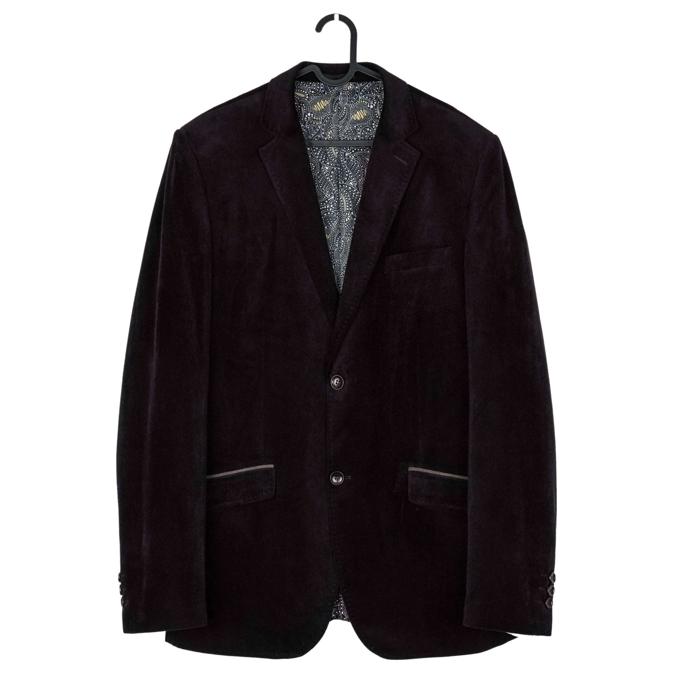 Brioni Brown Corduroy Paisley Print Tailored Blazer Jacket