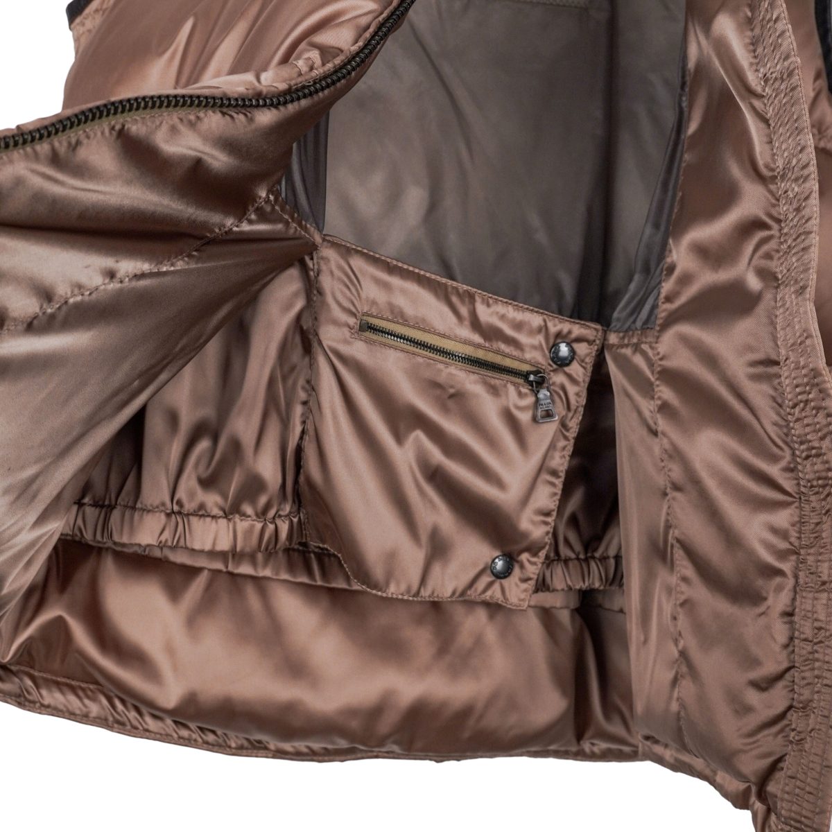 Prada Milano Brown Nylon Shearling Collar Down Vest Jacket — photo 7