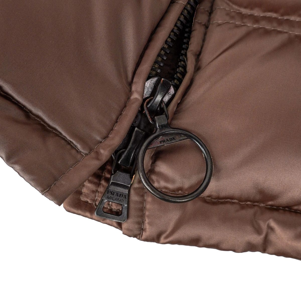 Prada Milano Brown Nylon Shearling Collar Down Vest Jacket — photo 9