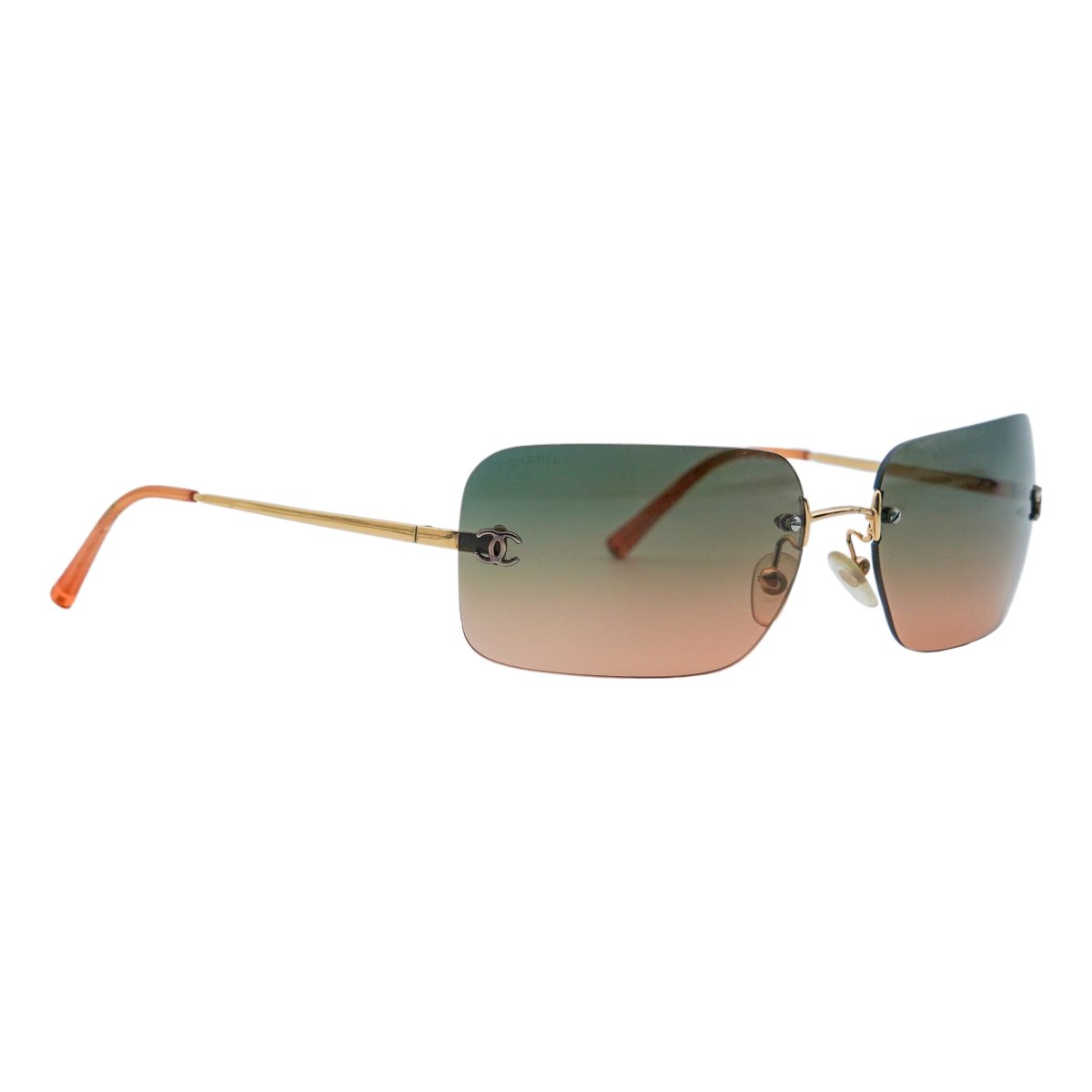 Vintage Chanel 4017 Gold Rimless Gradient CC Logo Sunglasses