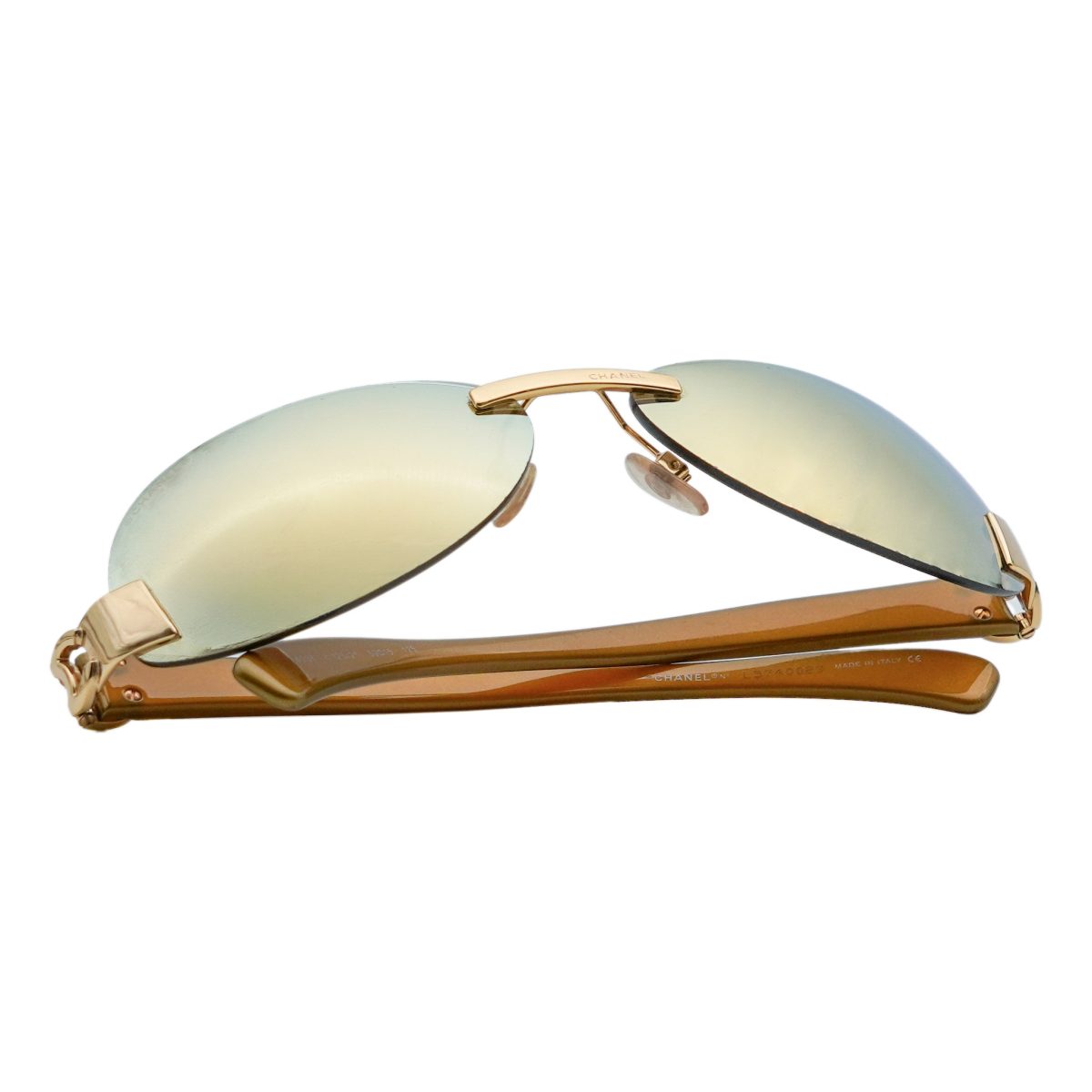 Chanel 4037 Light Brown Rimless Gold CC Logo Sunglasses — photo 11