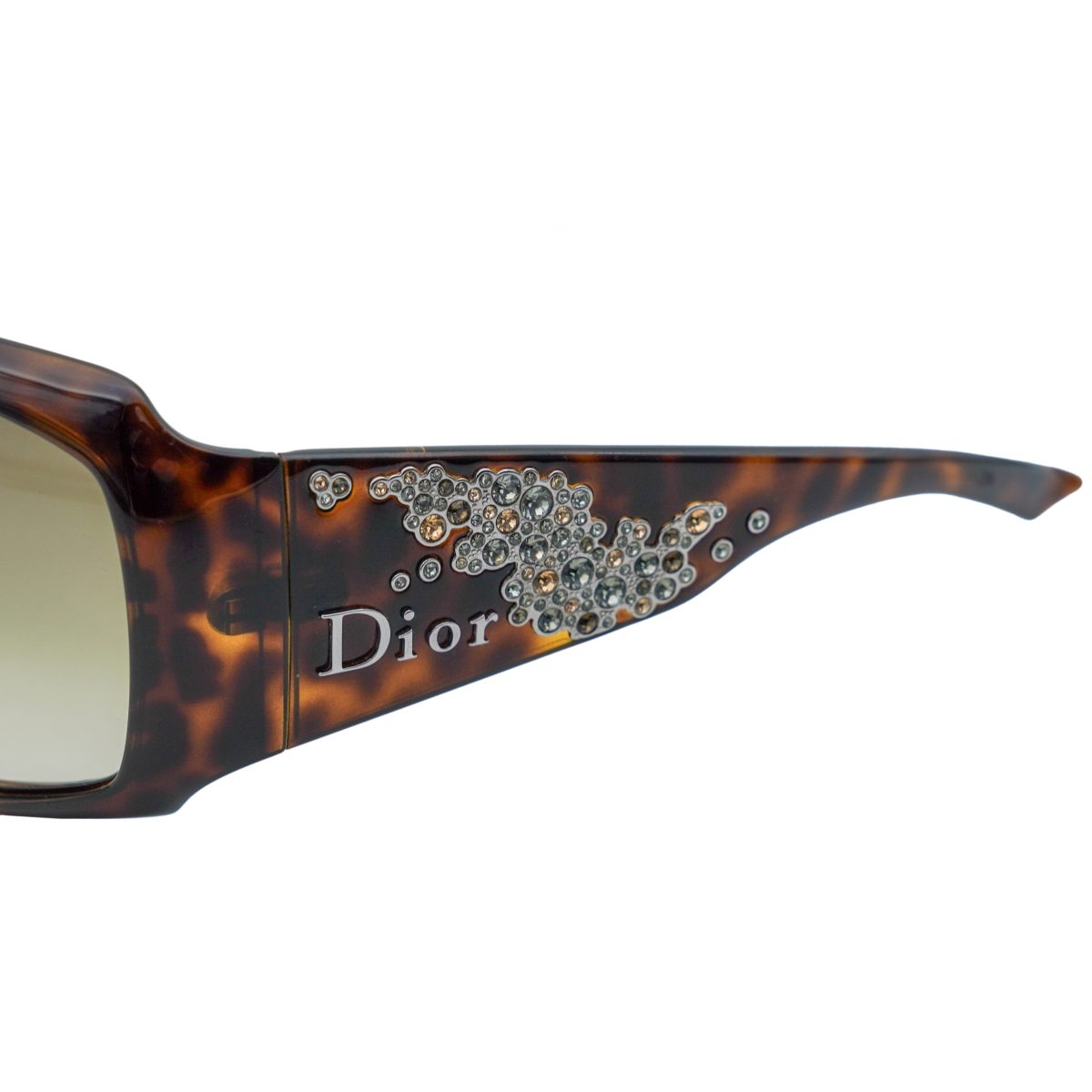 Vintage Dior Strassy 1 Tortoiseshell Crystal Logo Sunglasses — photo 4