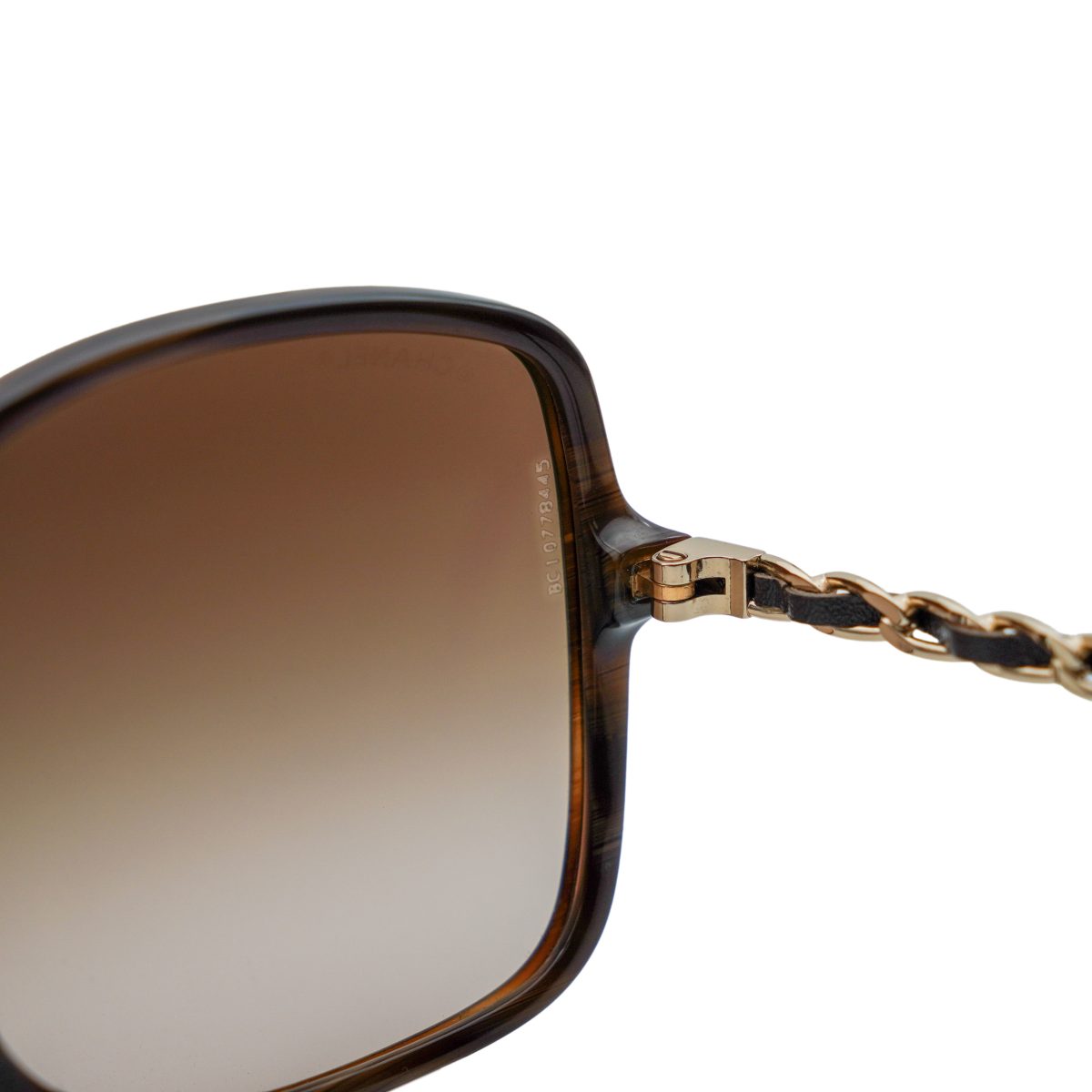 Chanel 5210-Q Brown Oversized Gold Chain Logo Sunglasses — photo 7
