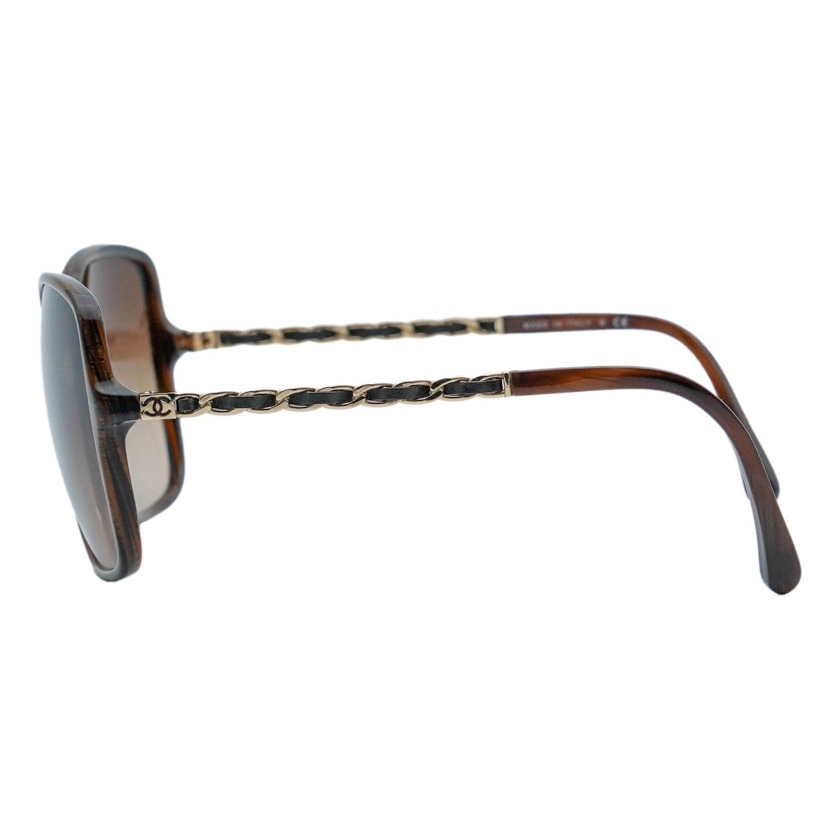 Chanel 5210-Q Brown Oversized Gold Chain Logo Sunglasses — photo 3
