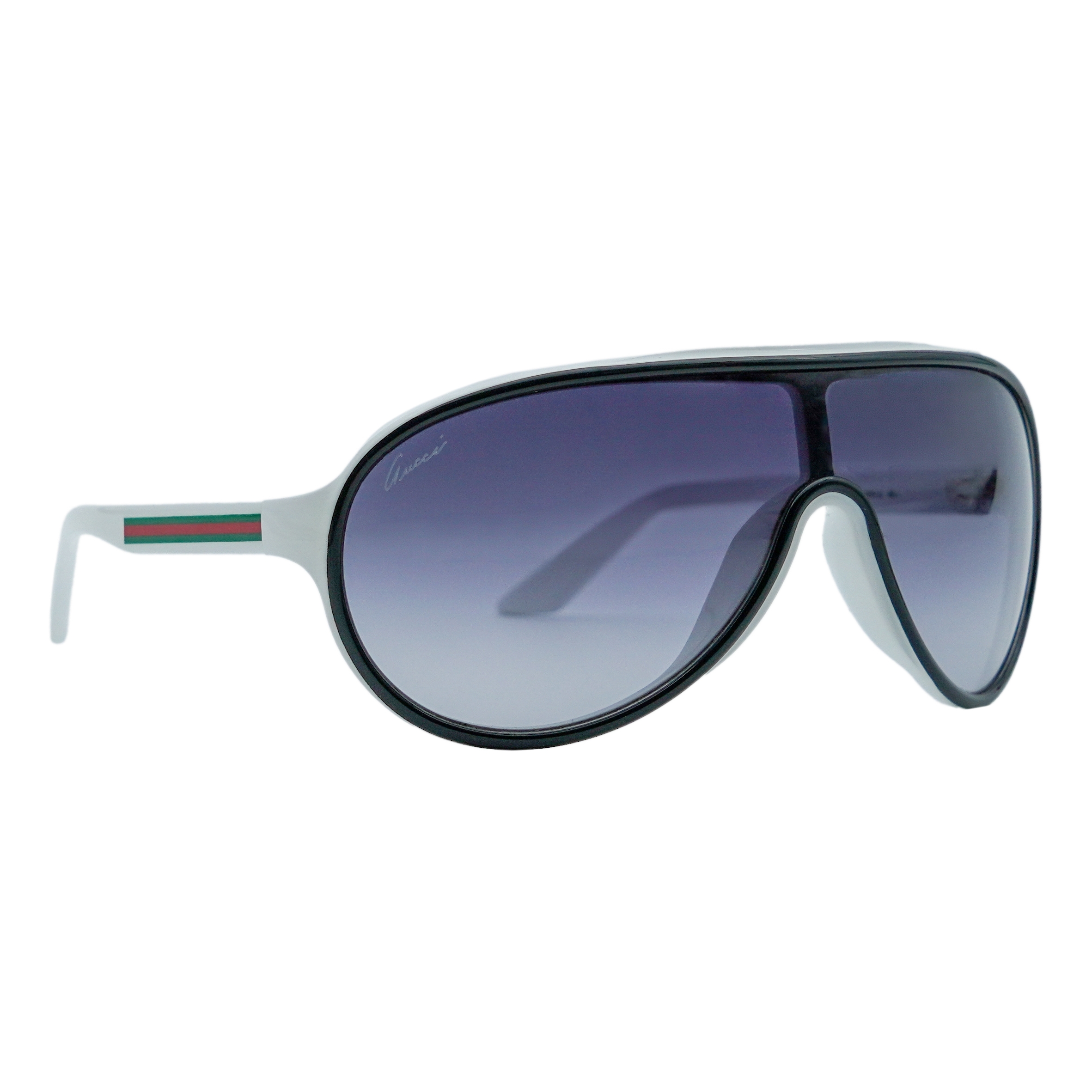 Gucci GG 3514 White Shield Gradient Logo Aviator Sunglasses
