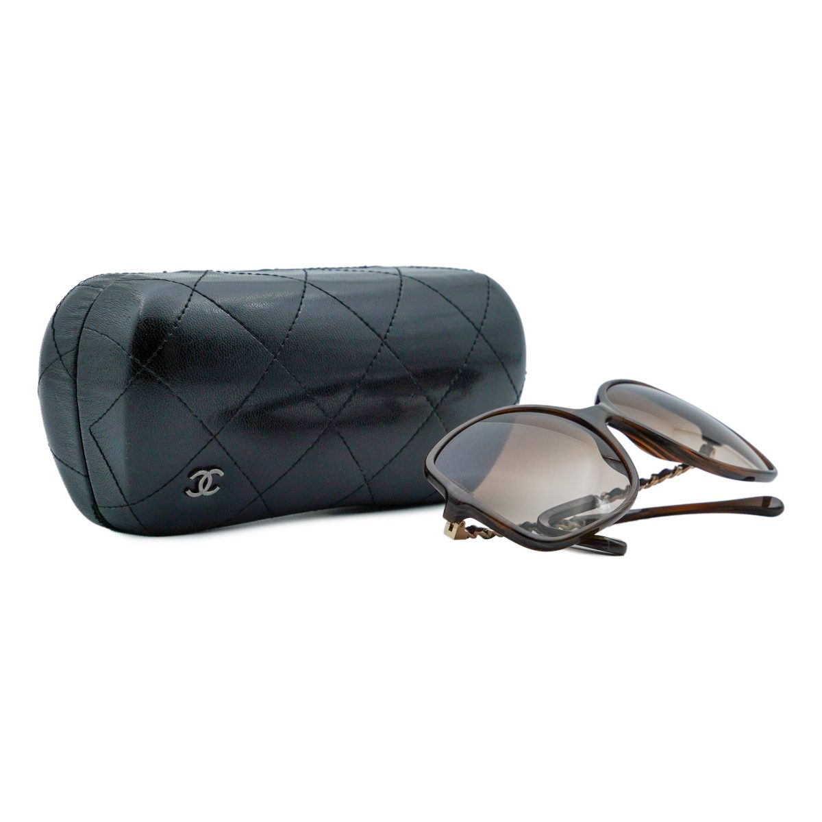 Chanel 5210-Q Brown Oversized Gold Chain Logo Sunglasses — photo 10