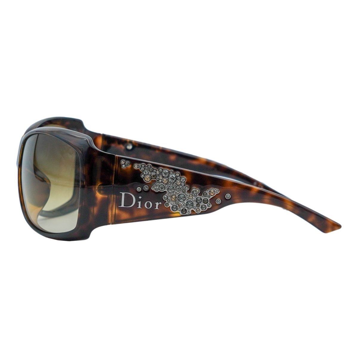 Vintage Dior Strassy 1 Tortoiseshell Crystal Logo Sunglasses — photo 3