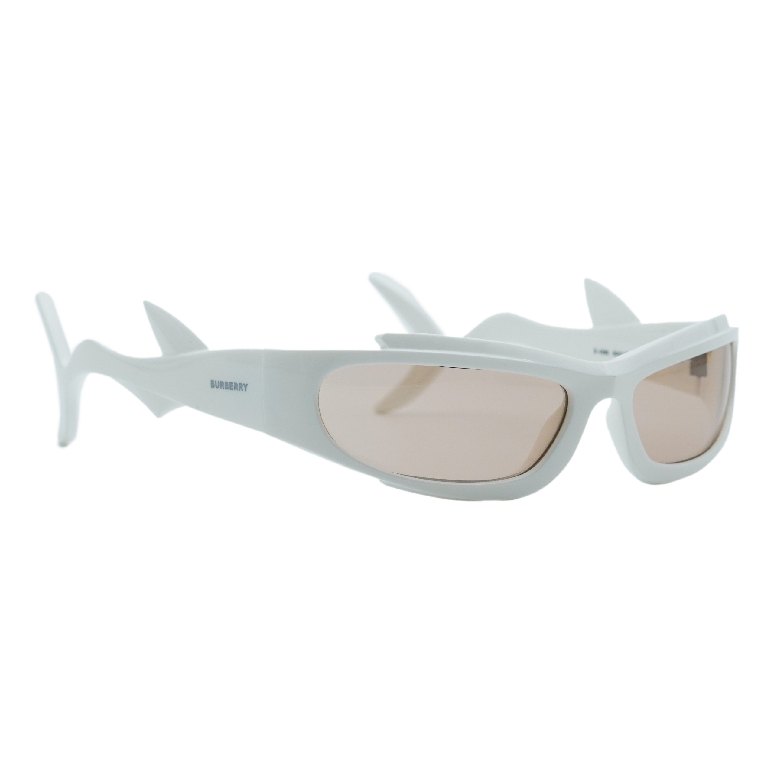 Burberry 4399 White Wraparound Shark Fin Logo Sunglasses