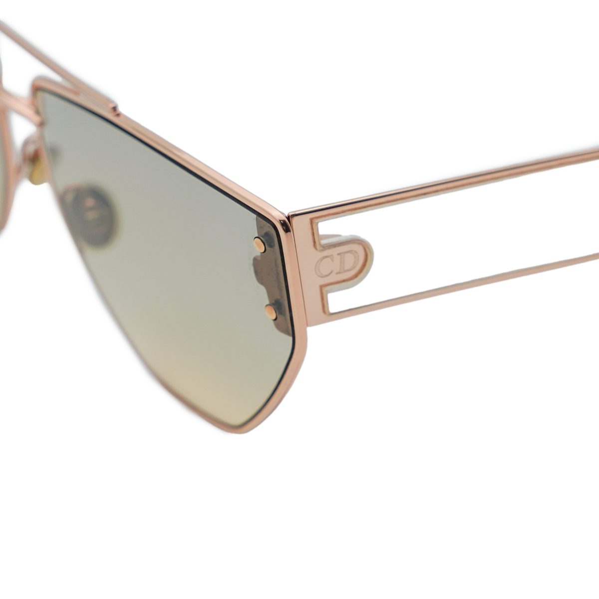 Dior Gold Metal CD Logo Cut Out Geometric Aviator Sunglasses — photo 4