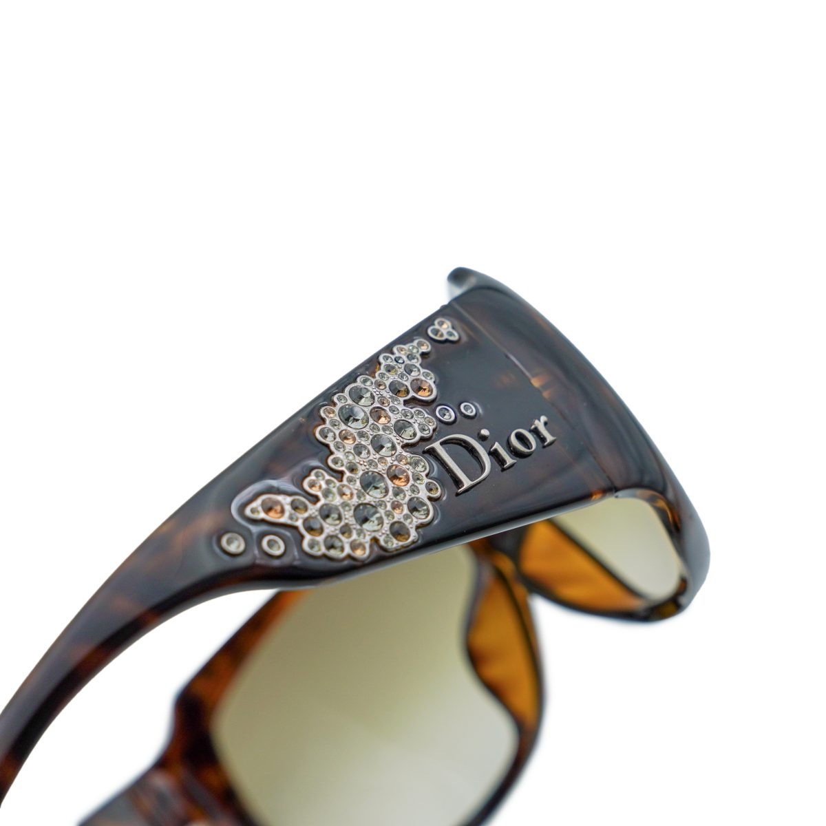 Vintage Dior Strassy 1 Tortoiseshell Crystal Logo Sunglasses — photo 5