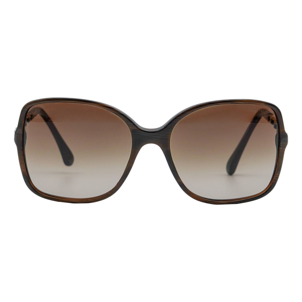 Chanel 5210-Q Brown Oversized Gold Chain Logo Sunglasses — photo 2