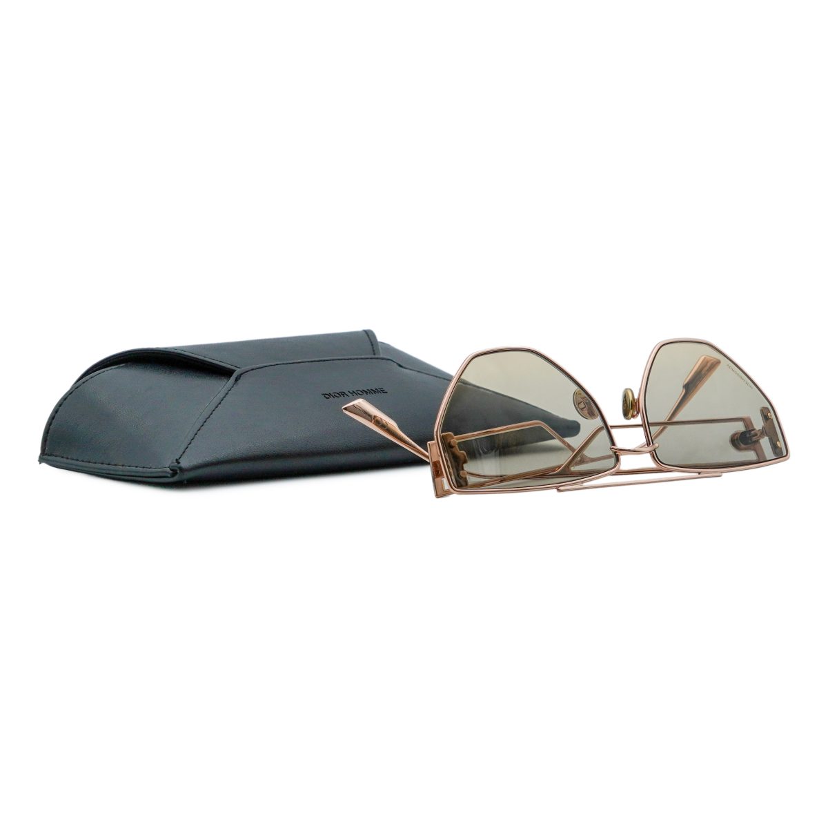 Dior Gold Metal CD Logo Cut Out Geometric Aviator Sunglasses — photo 11