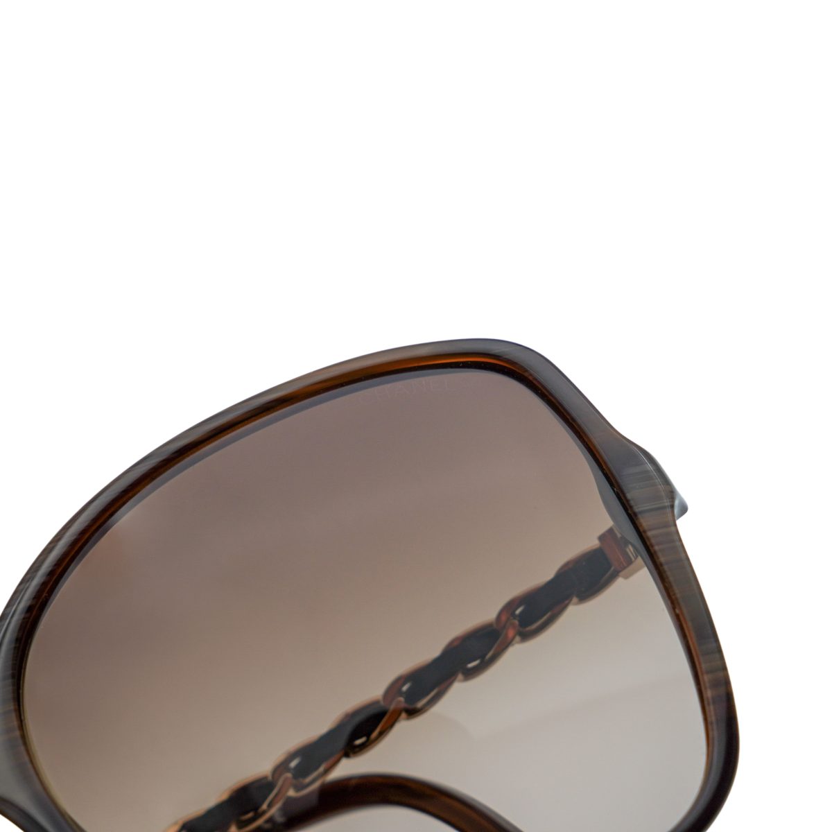 Chanel 5210-Q Brown Oversized Gold Chain Logo Sunglasses — photo 6