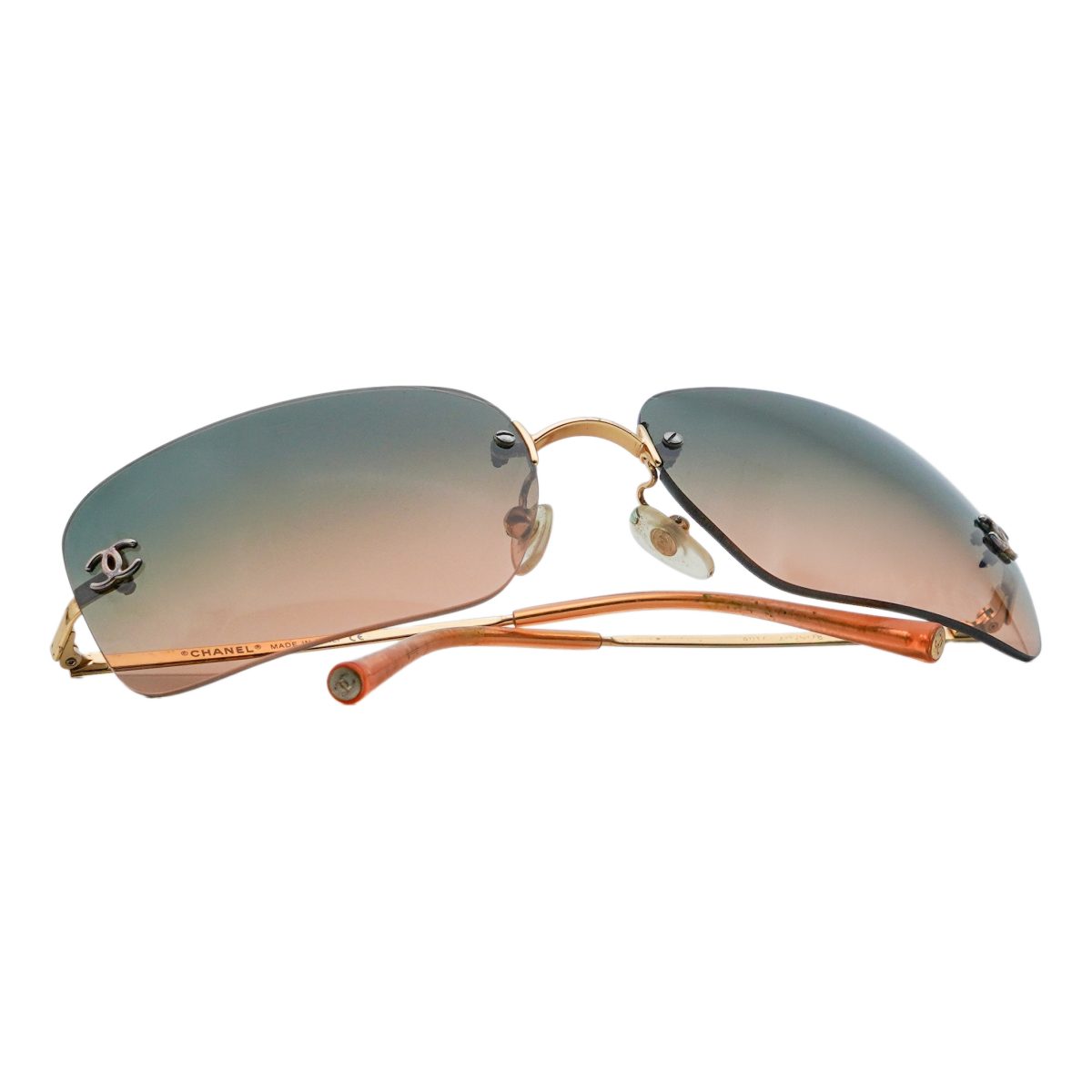 Vintage Chanel 4017 Gold Rimless Gradient CC Logo Sunglasses — photo 11