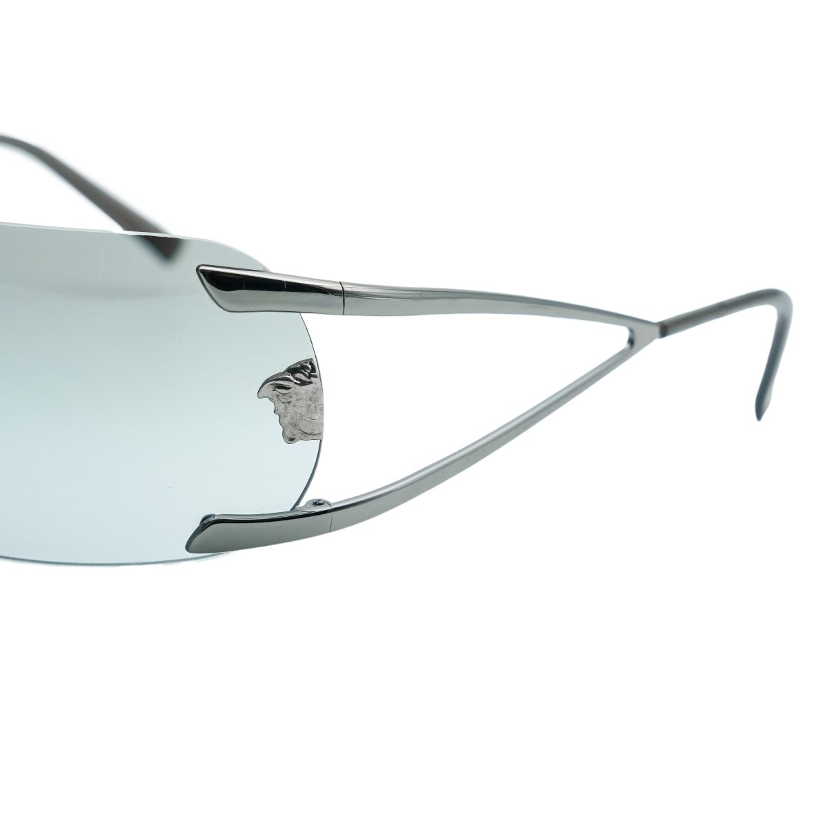 Vintage Versace Medusa Logo Silver Frame Rimless Sunglasses — photo 7