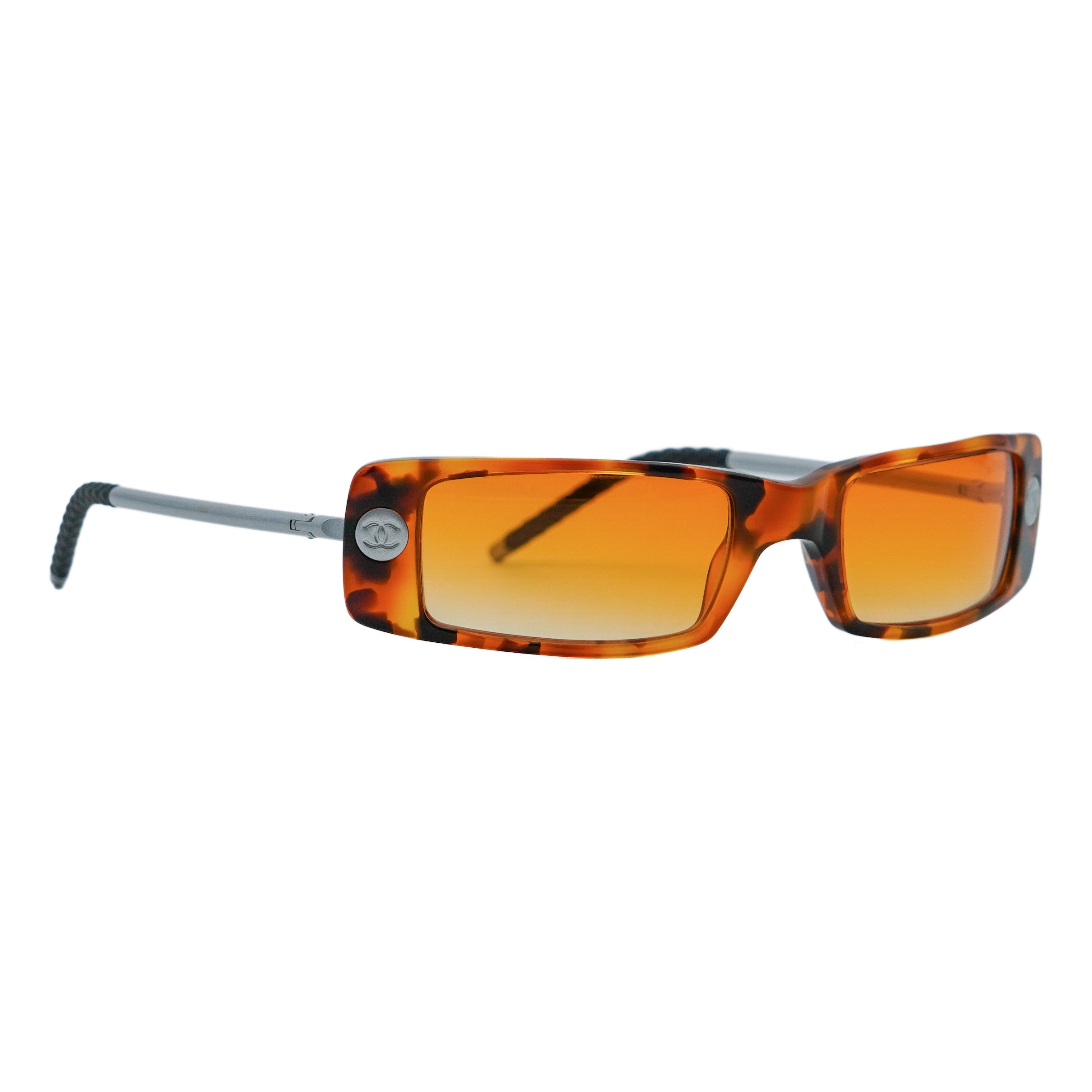 Chanel 5036 Tortoiseshell Rectangular CC Logo Y2K Sunglasses
