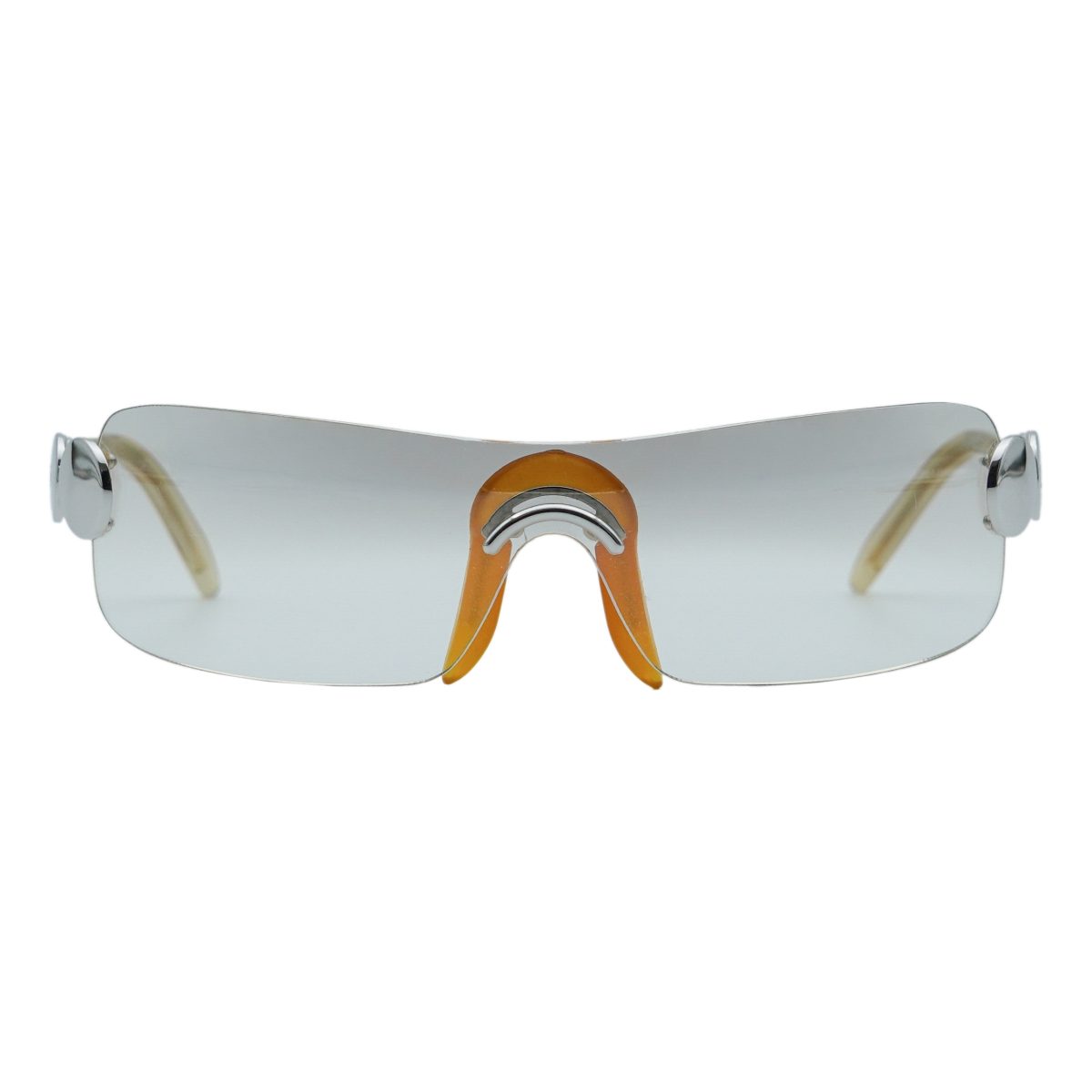 Vintage Dior Ruthenium Metal Rimless Shield Logo Sunglasses — photo 2