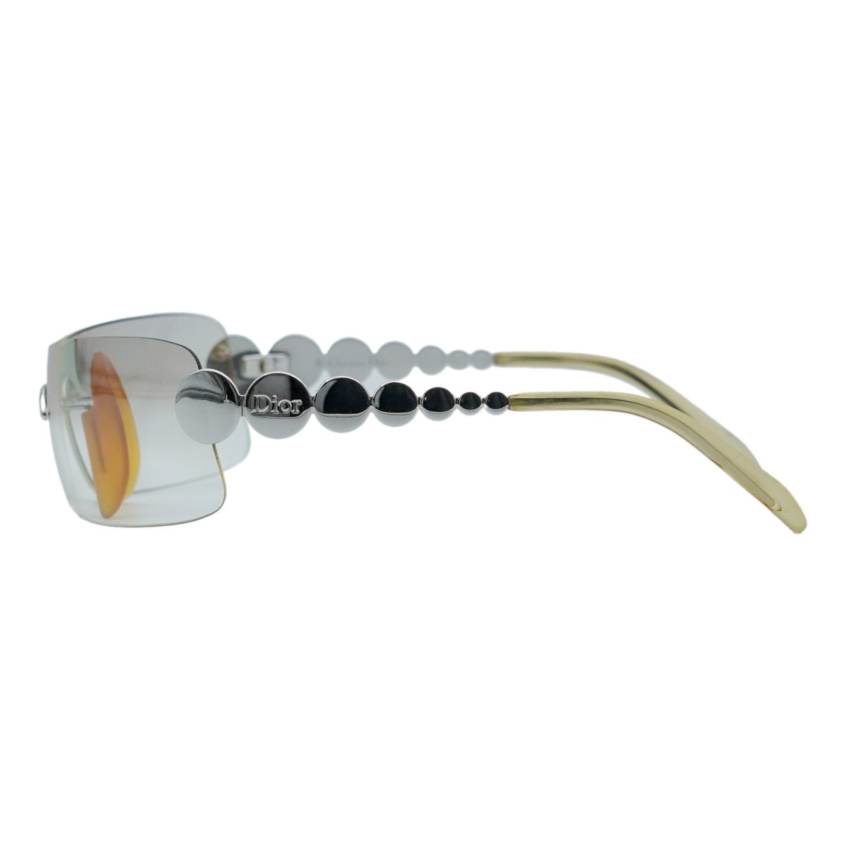 Vintage Dior Ruthenium Metal Rimless Shield Logo Sunglasses — photo 3