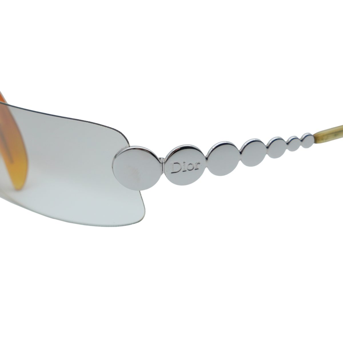 Vintage Dior Ruthenium Metal Rimless Shield Logo Sunglasses — photo 4
