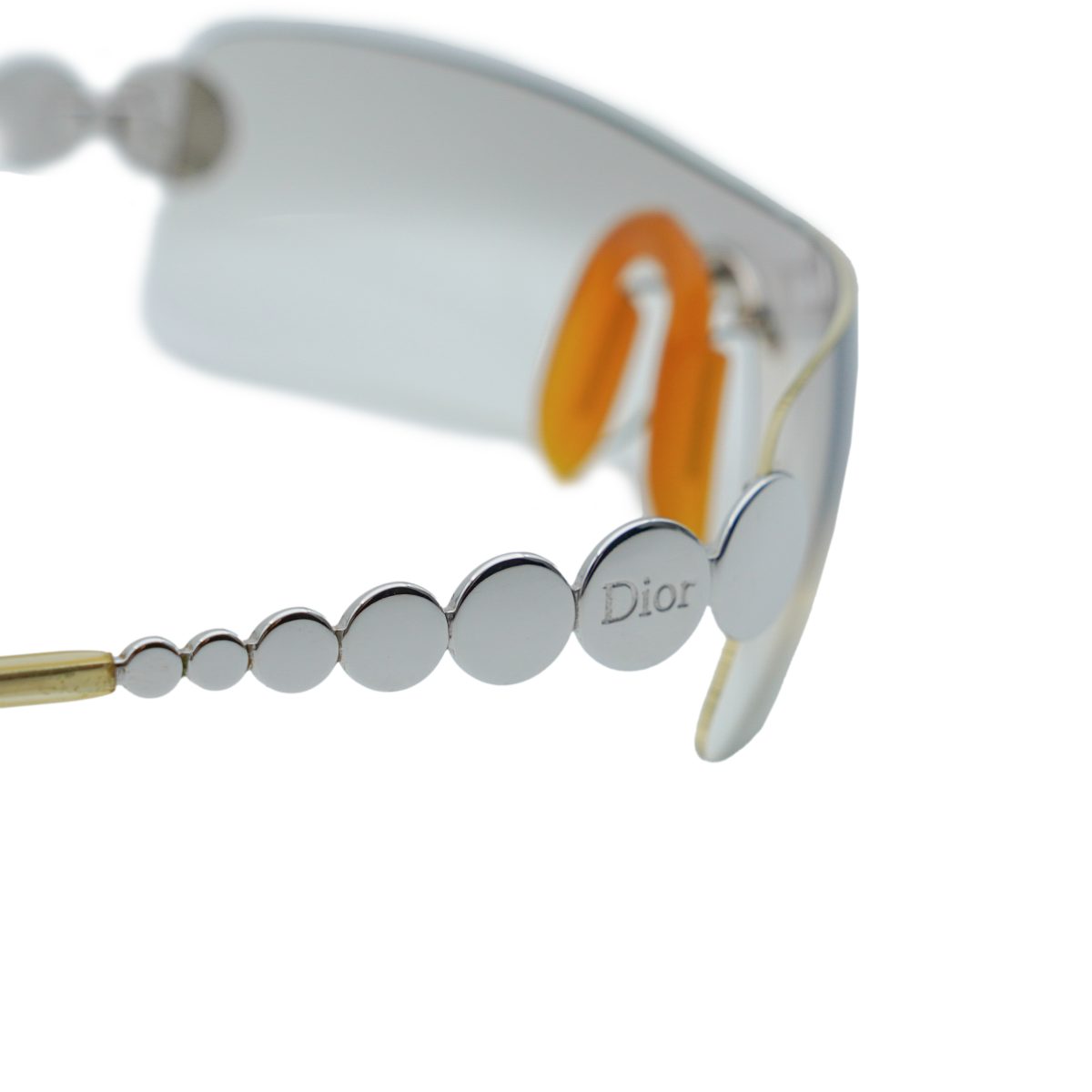 Vintage Dior Ruthenium Metal Rimless Shield Logo Sunglasses — photo 5
