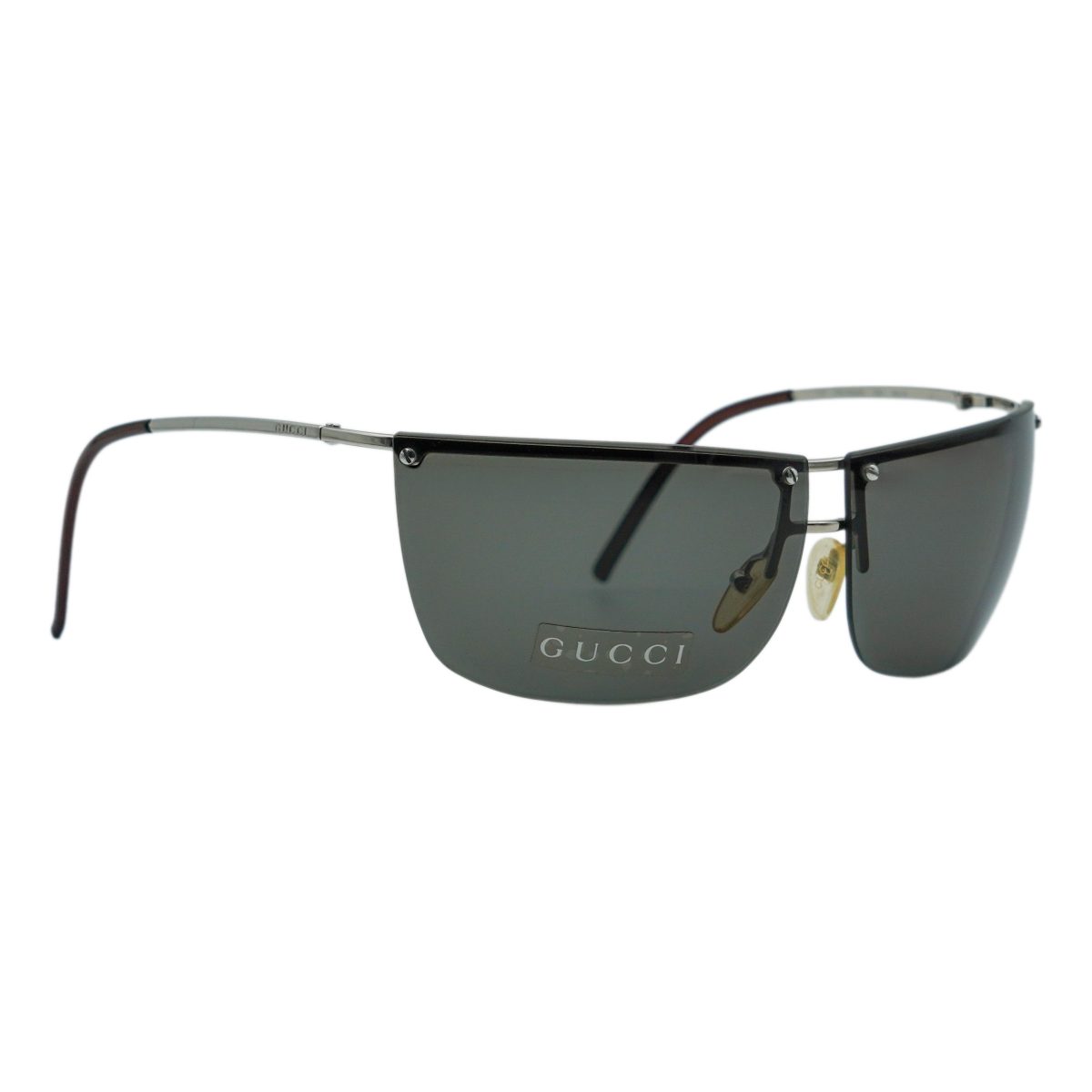 Vintage Gucci GG 2652 Silver Half Rimless Logo Sunglasses