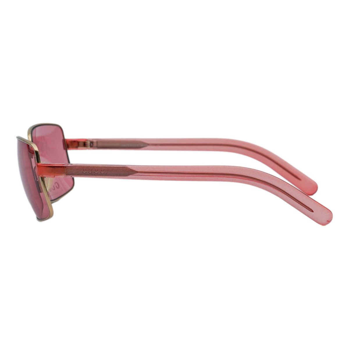 Vintage Gucci GG 1378 Gold Pink Logo Rectangular Sunglasses — photo 3
