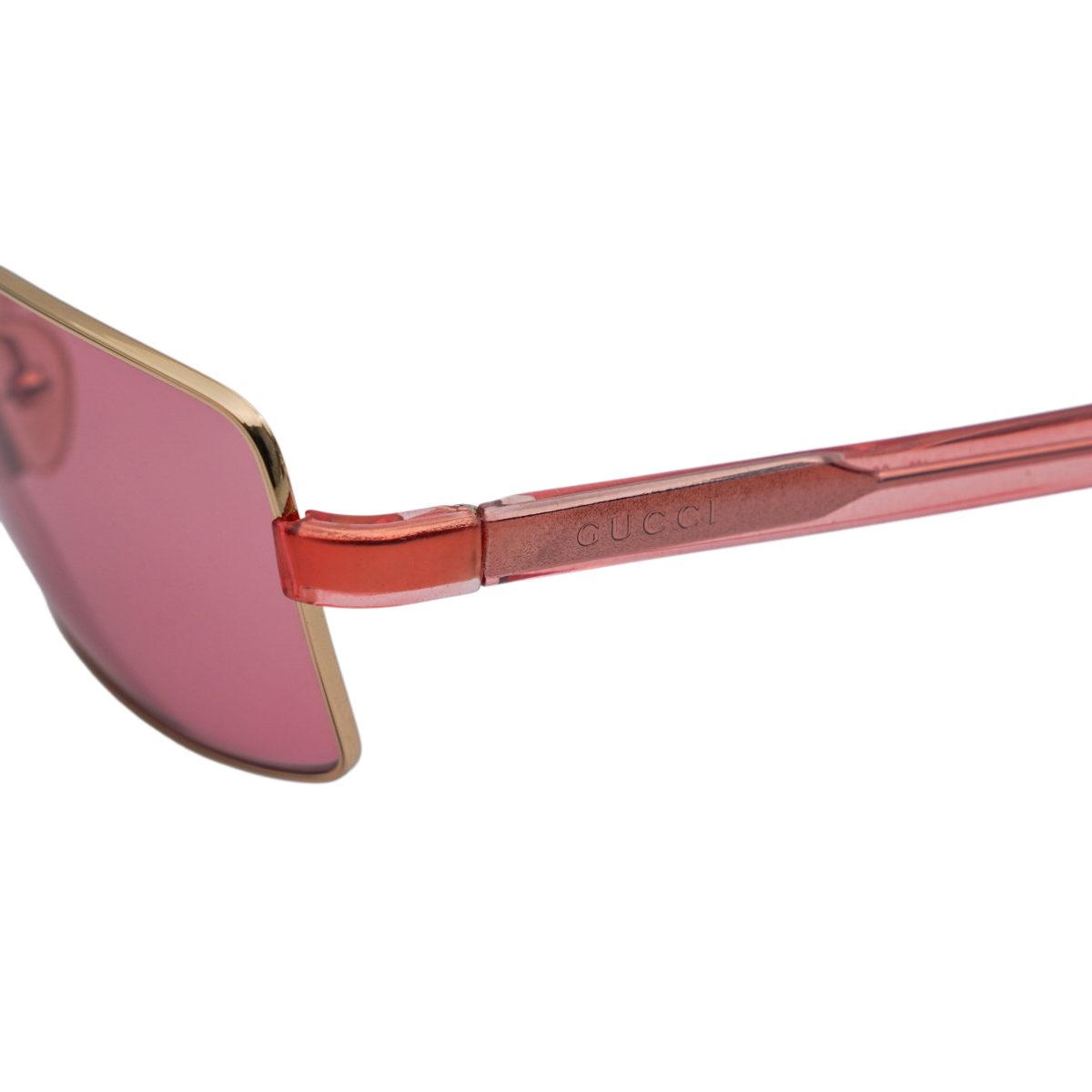 Vintage Gucci GG 1378 Gold Pink Logo Rectangular Sunglasses — photo 4