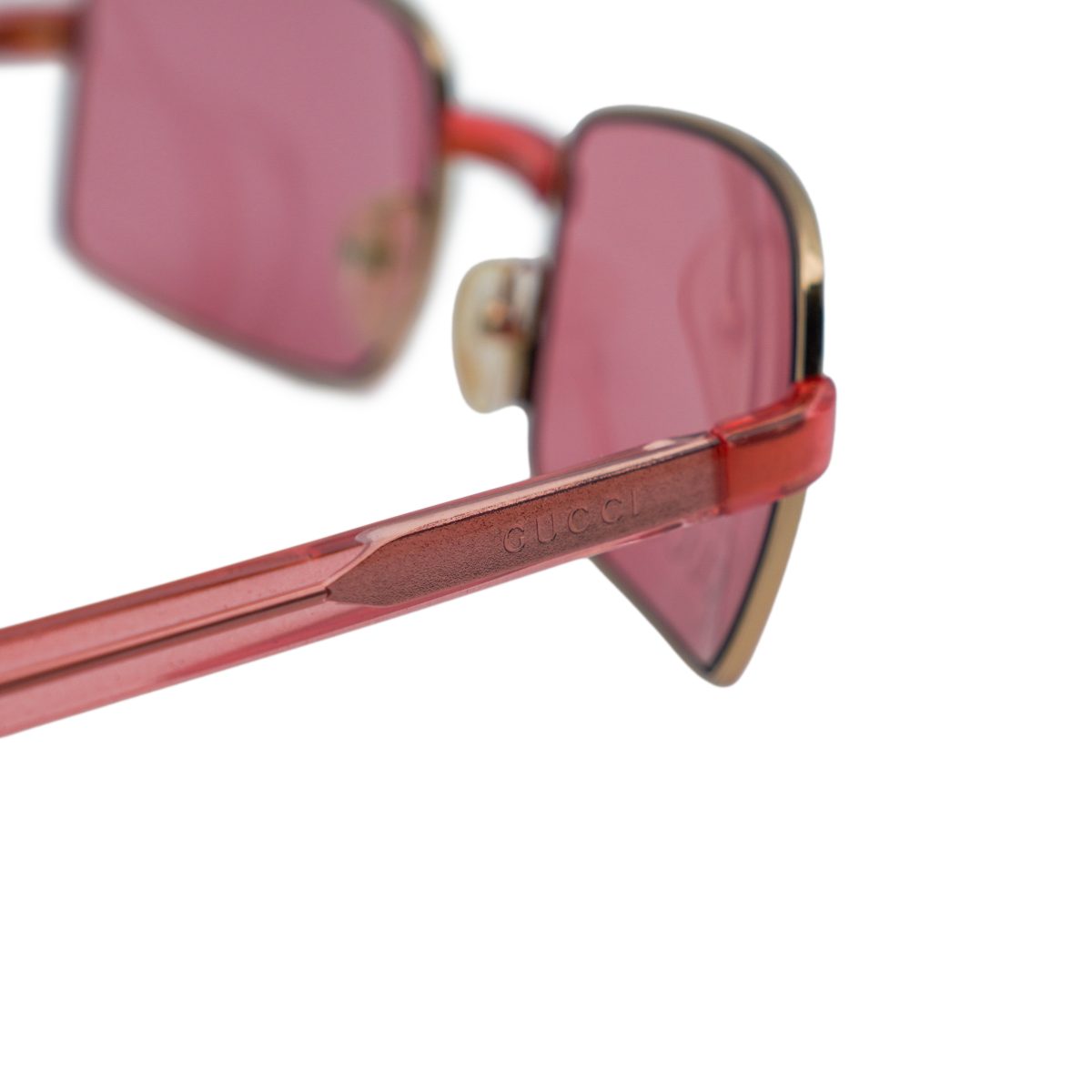 Vintage Gucci GG 1378 Gold Pink Logo Rectangular Sunglasses — photo 5