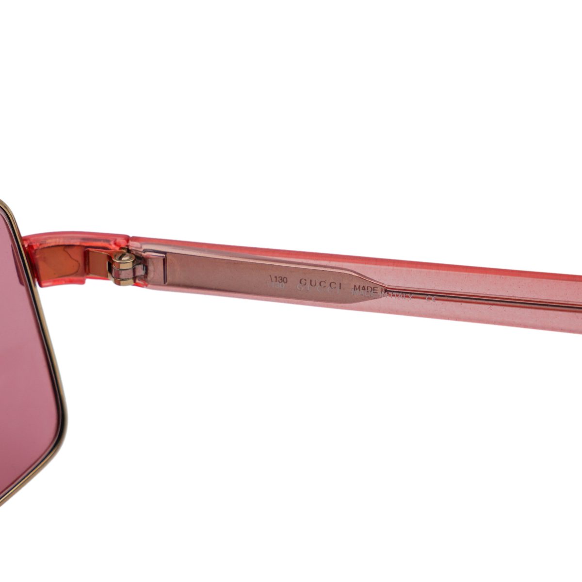 Vintage Gucci GG 1378 Gold Pink Logo Rectangular Sunglasses — photo 7