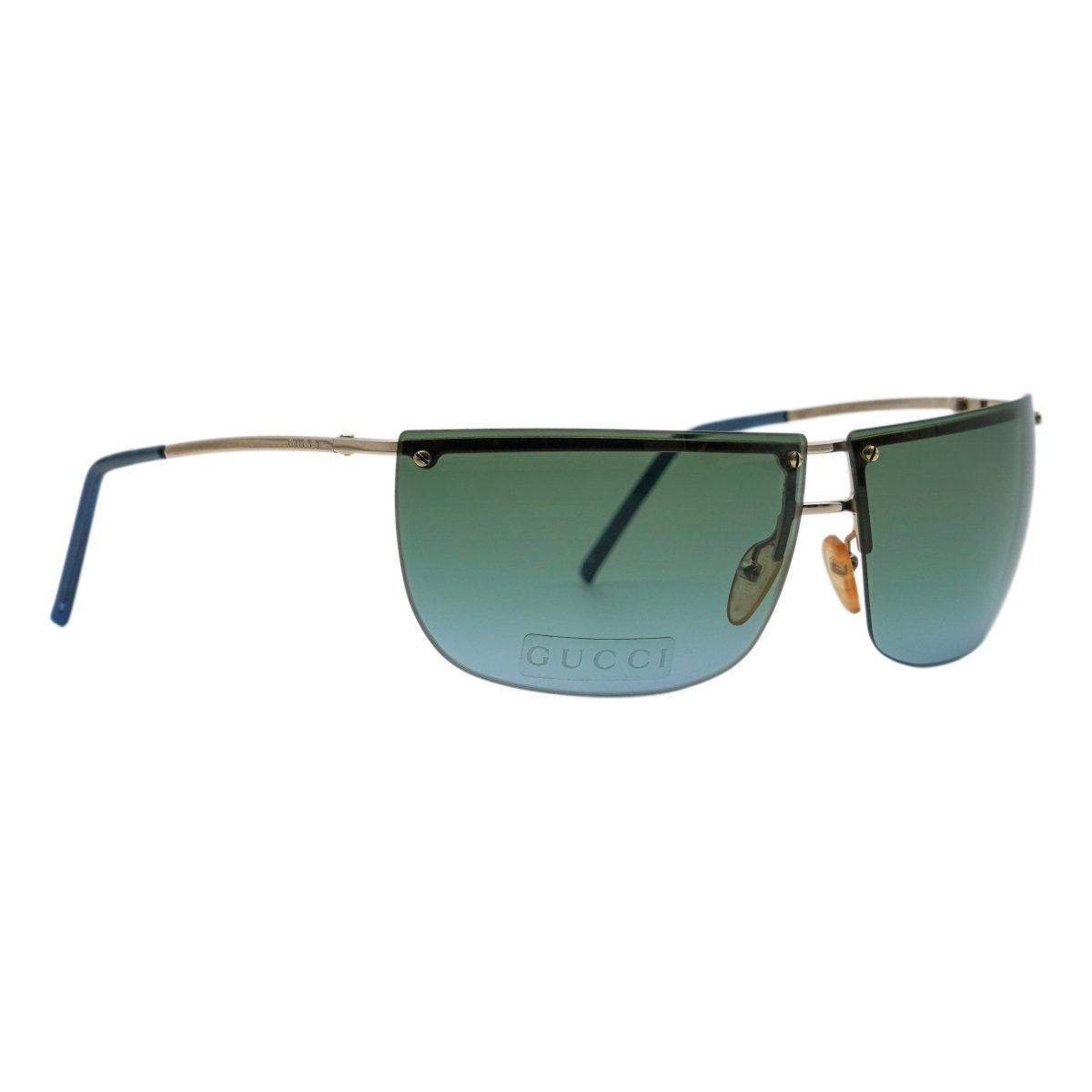 Vintage Gucci GG 2652 Gold Half Rimless Logo Sunglasses