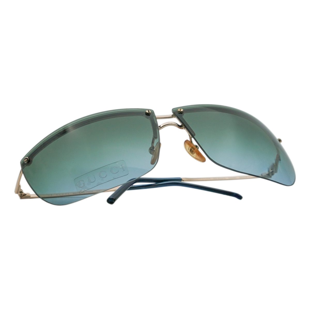 Vintage Gucci GG 2652 Gold Half Rimless Logo Sunglasses — photo 10