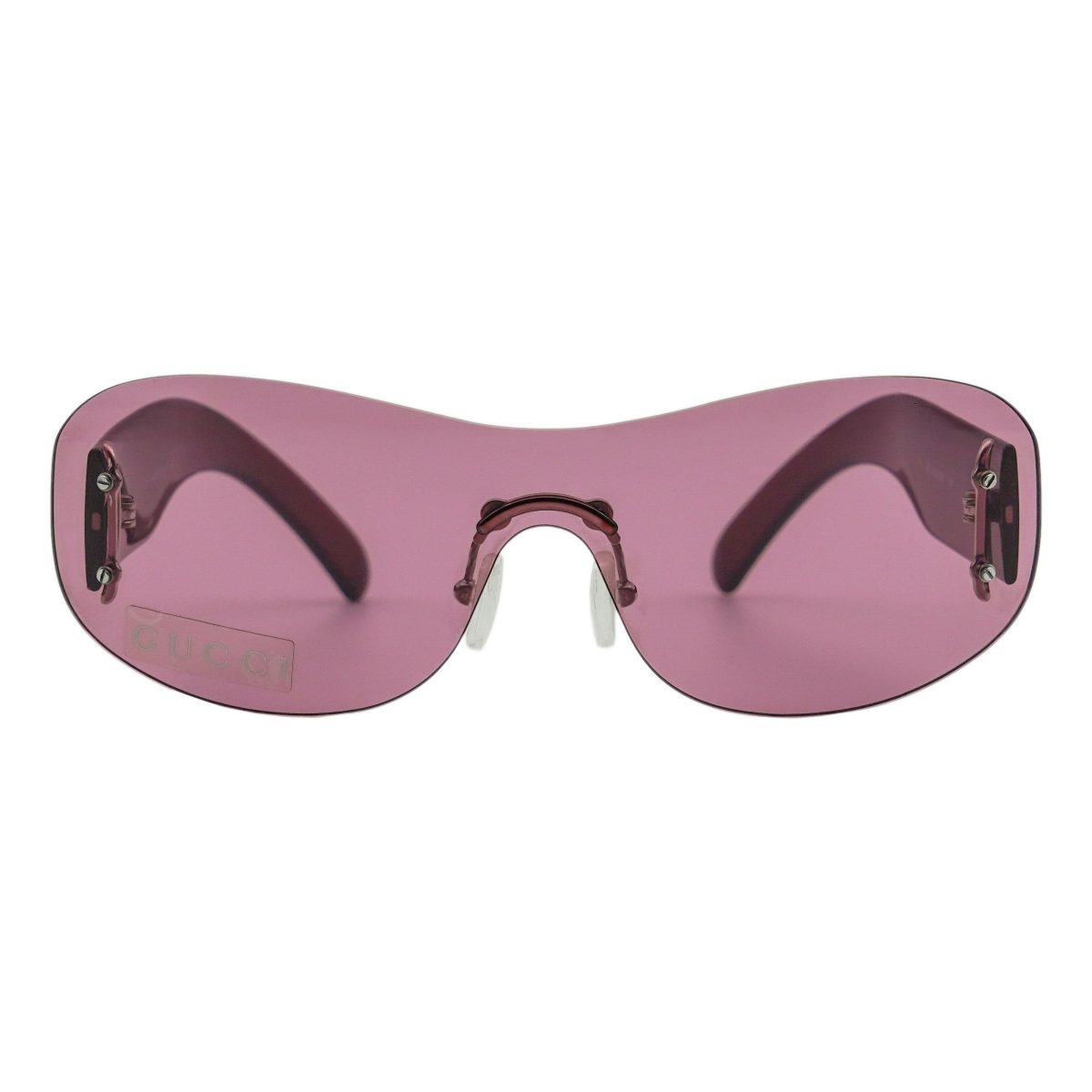Vintage Gucci GG 2448 Red Rimless Shield Logo Sunglasses — photo 2