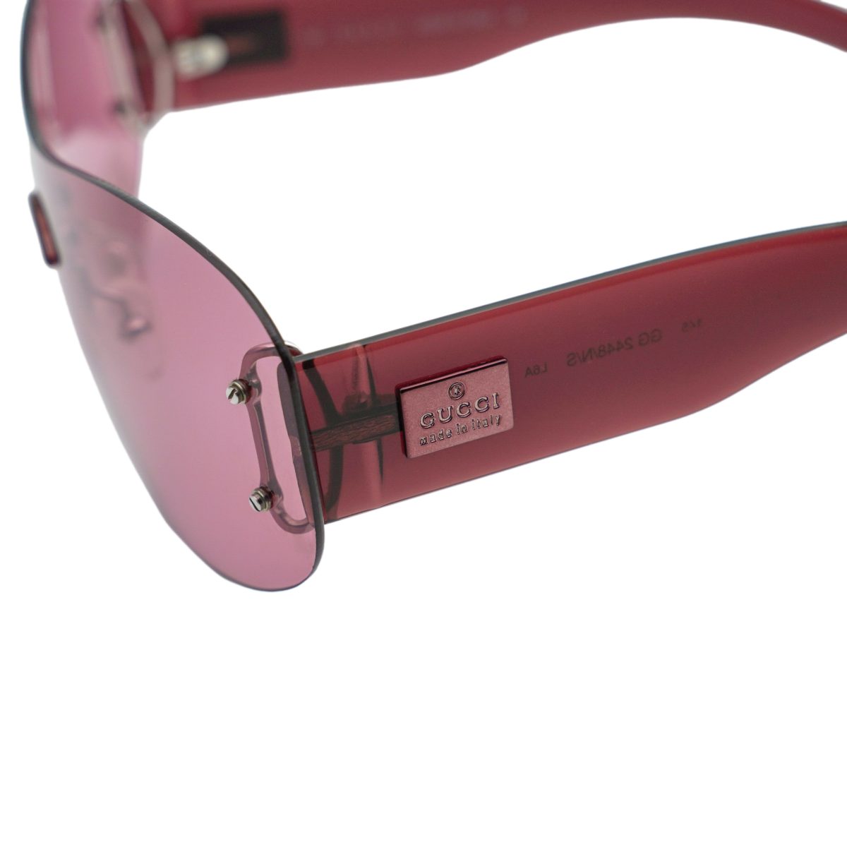 Vintage Gucci GG 2448 Red Rimless Shield Logo Sunglasses — photo 4