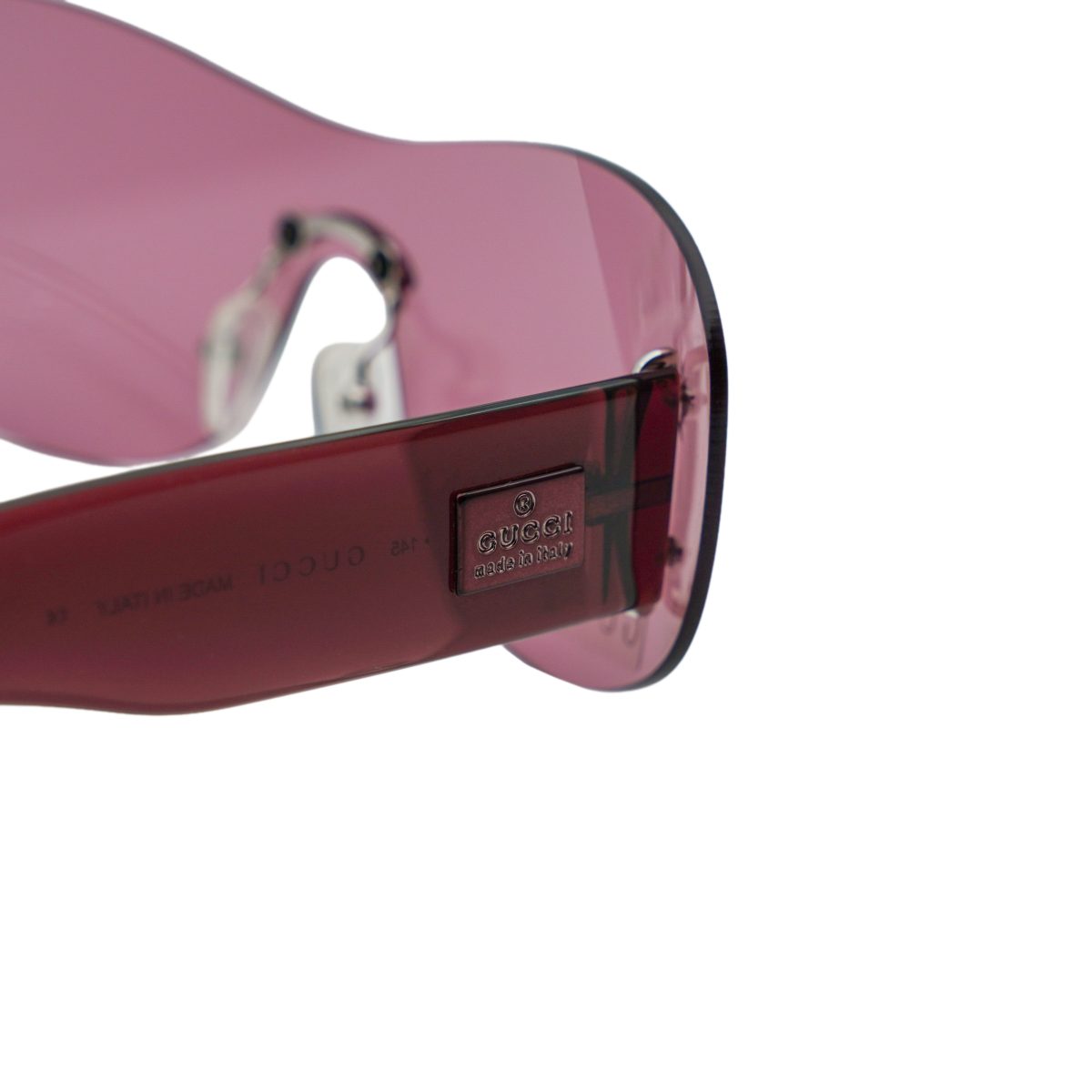 Vintage Gucci GG 2448 Red Rimless Shield Logo Sunglasses — photo 5