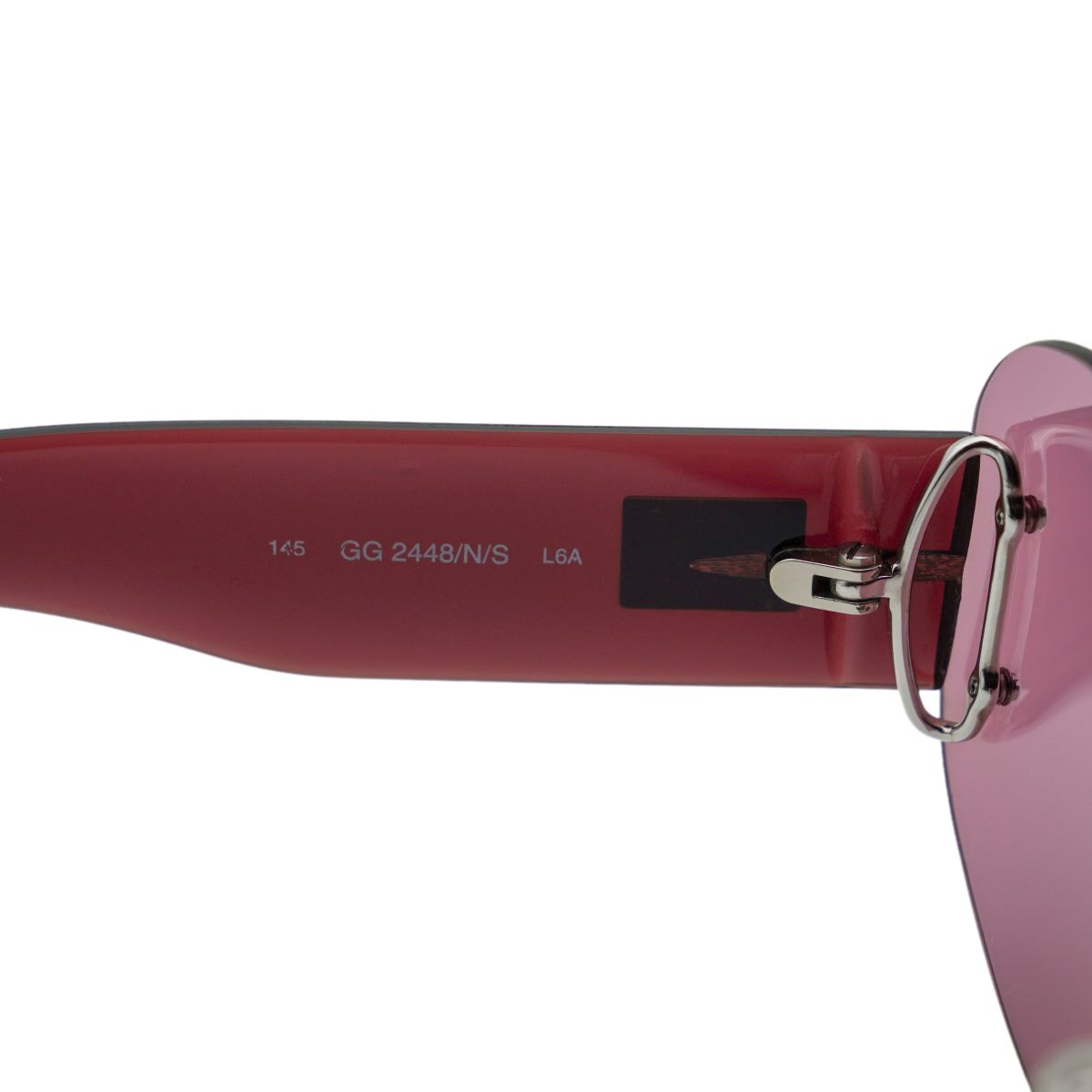 Vintage Gucci GG 2448 Red Rimless Shield Logo Sunglasses — photo 9