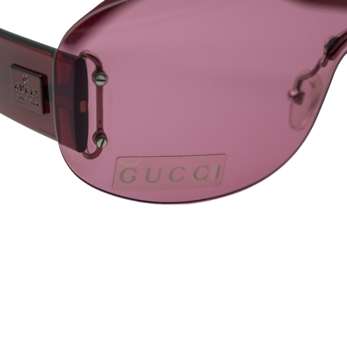 Vintage Gucci GG 2448 Red Rimless Shield Logo Sunglasses — photo 6