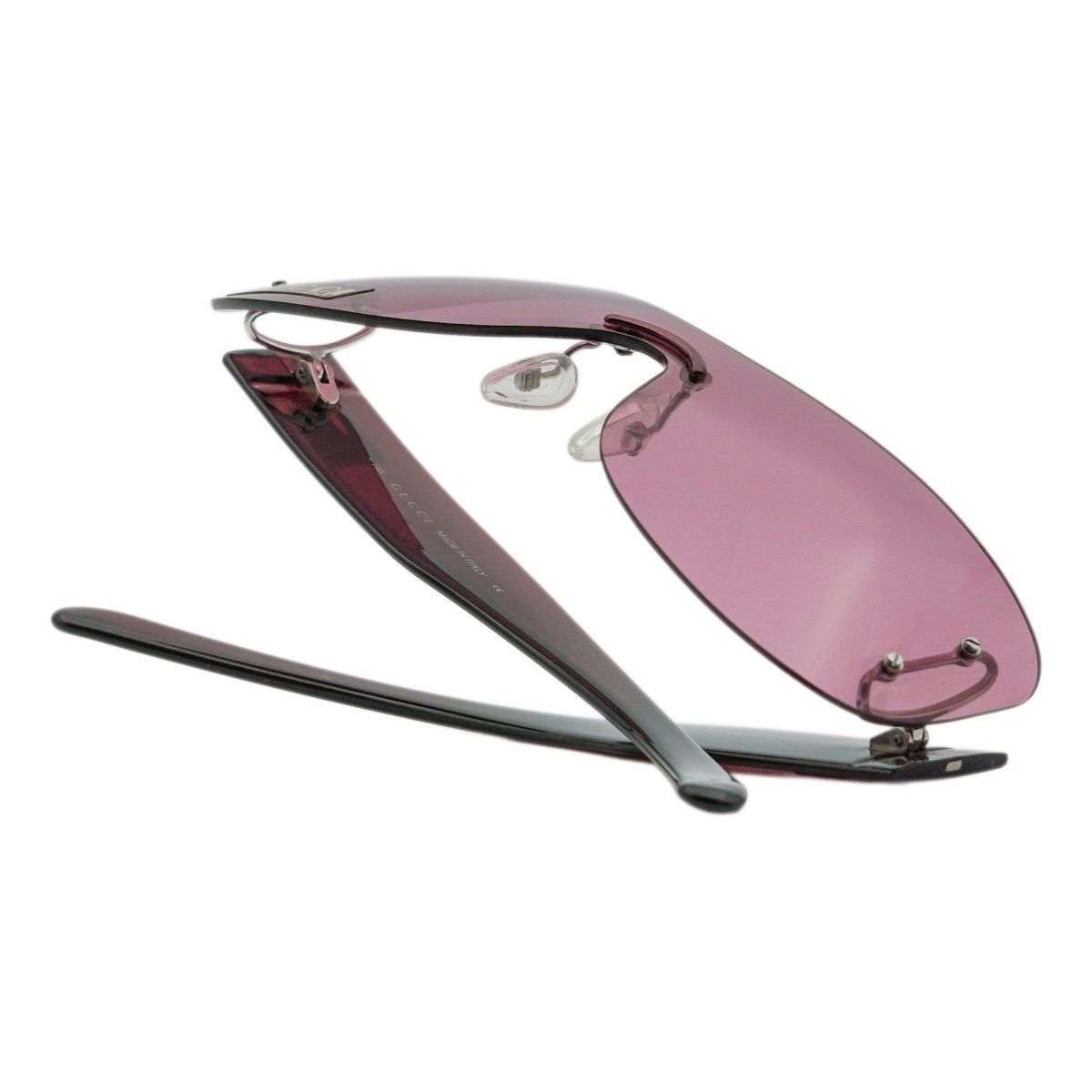 Vintage Gucci GG 2448 Red Rimless Shield Logo Sunglasses — photo 10