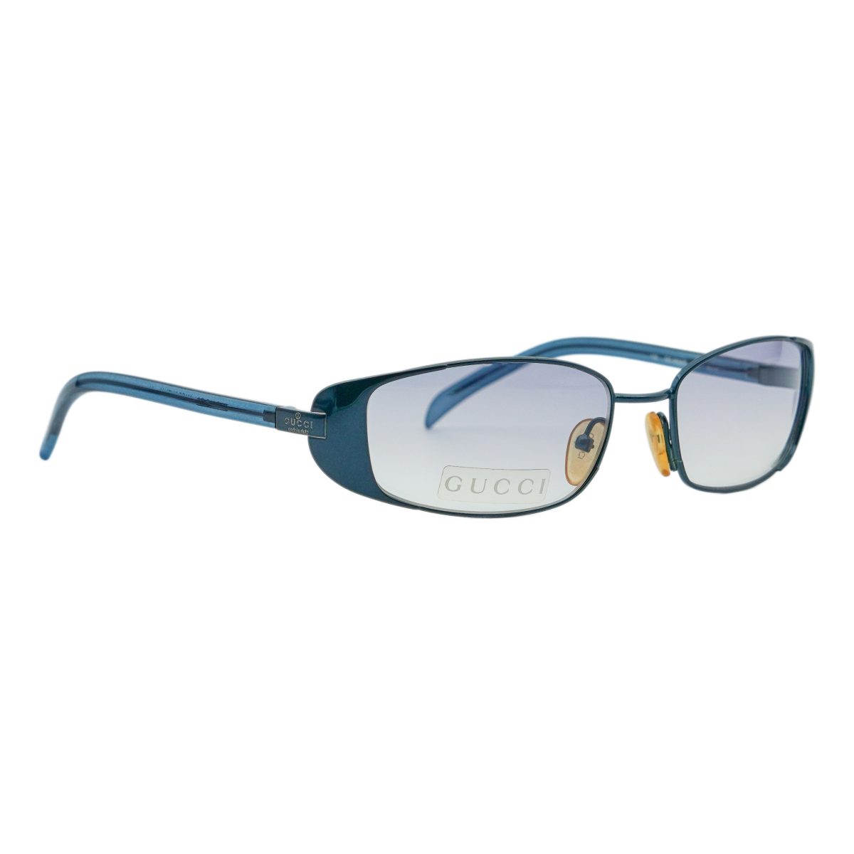 Vintage Gucci GG 2658 Blue Wrap Rectangular Logo Sunglasses