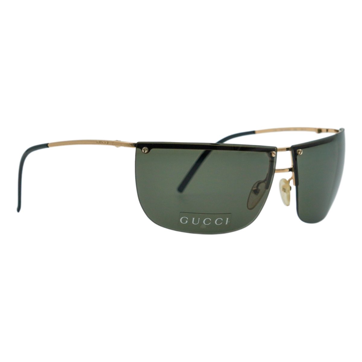 Vintage Gucci GG 2652 Gold Half Rimless Logo Sunglasses